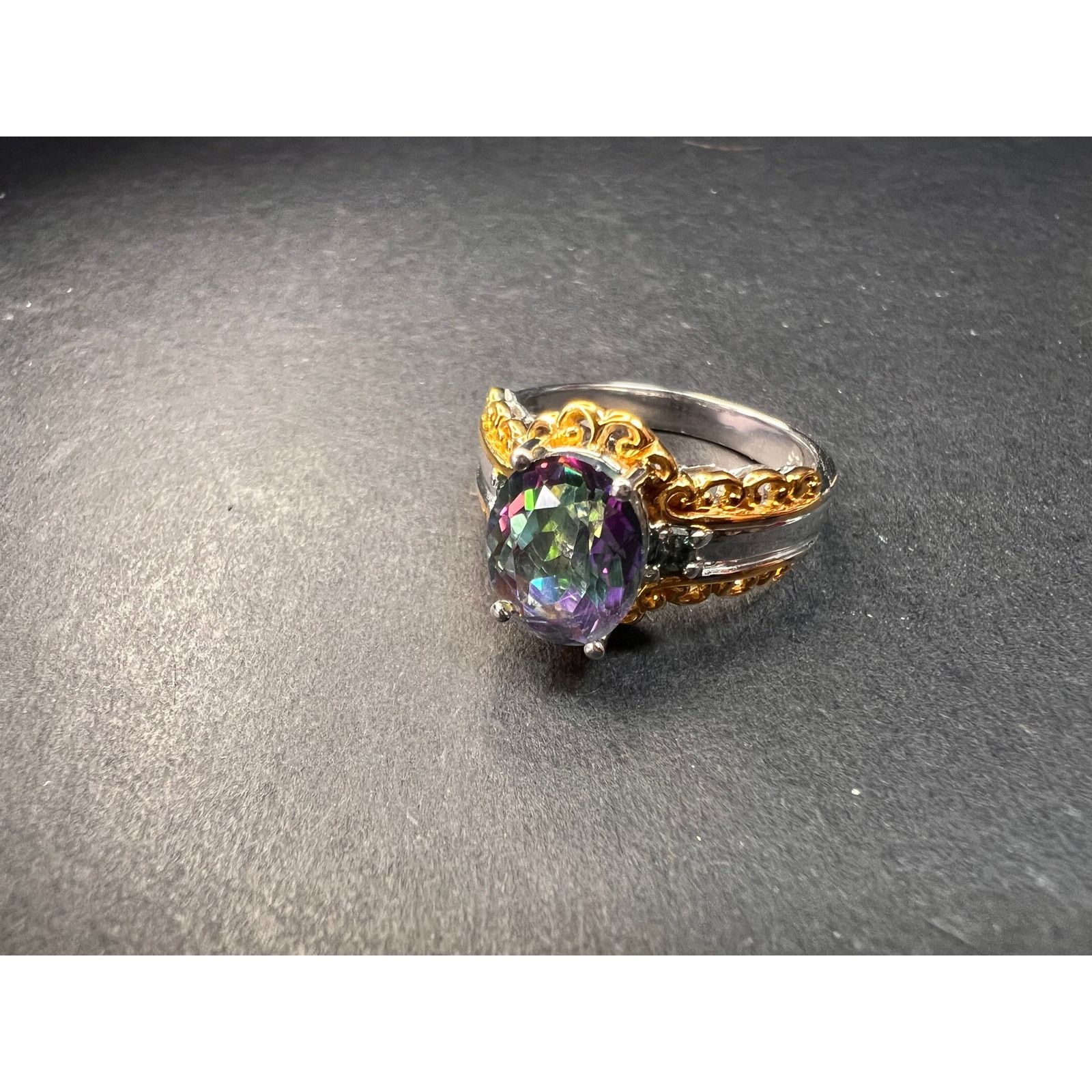 Other NEW green mystic topaz two toned sterling silver ring size 8 Size ONE SIZE - 15 Thumbnail