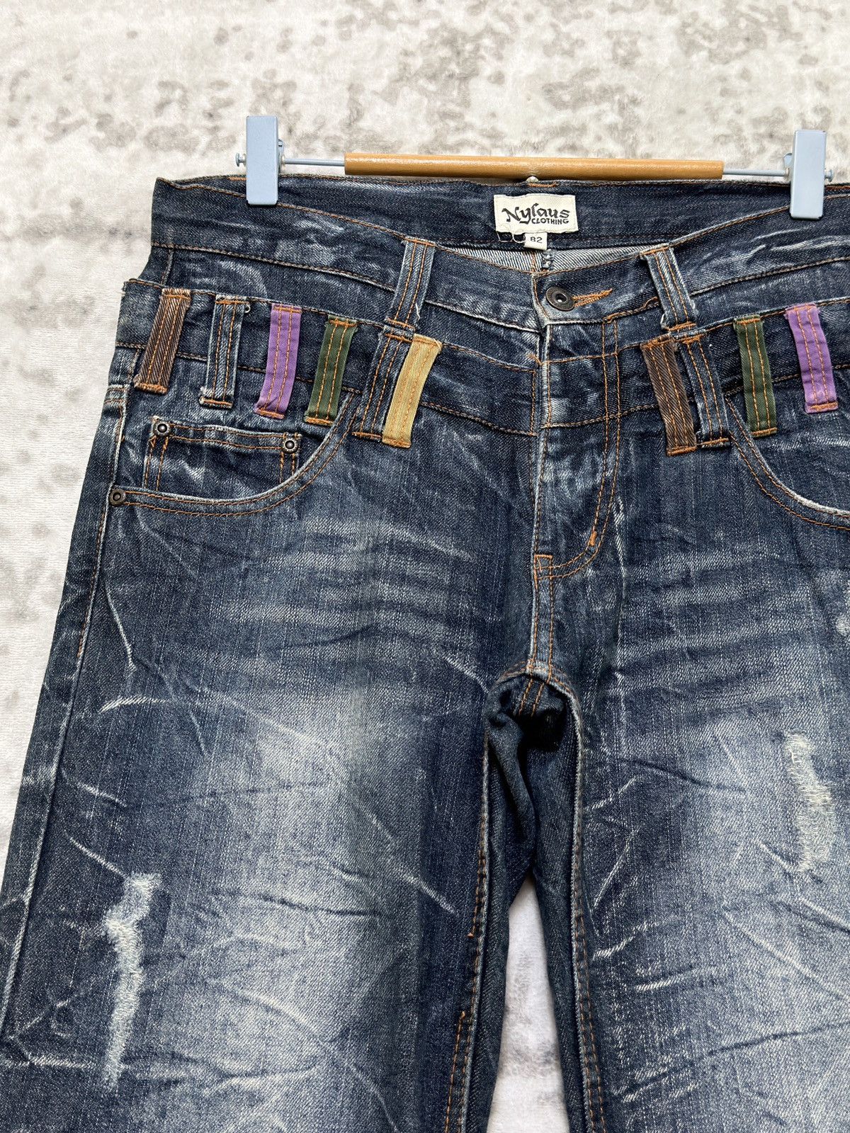 Kapital Nylaus Double Waist Distressed Y2K Straight Cut Denim Jeans Size US 32 / EU 48 - 4 Thumbnail