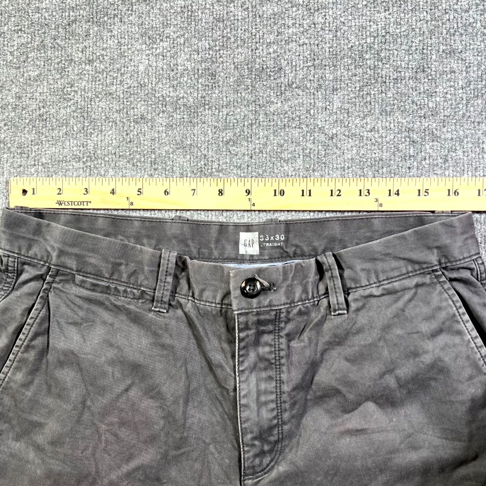 Gap Gap Pants Mens 33x30 Black Khakis Flannel Lined Straight Flat Front Slash Pockets Vintage Sit Vintage? Size US 33 - 5 Thumbnail
