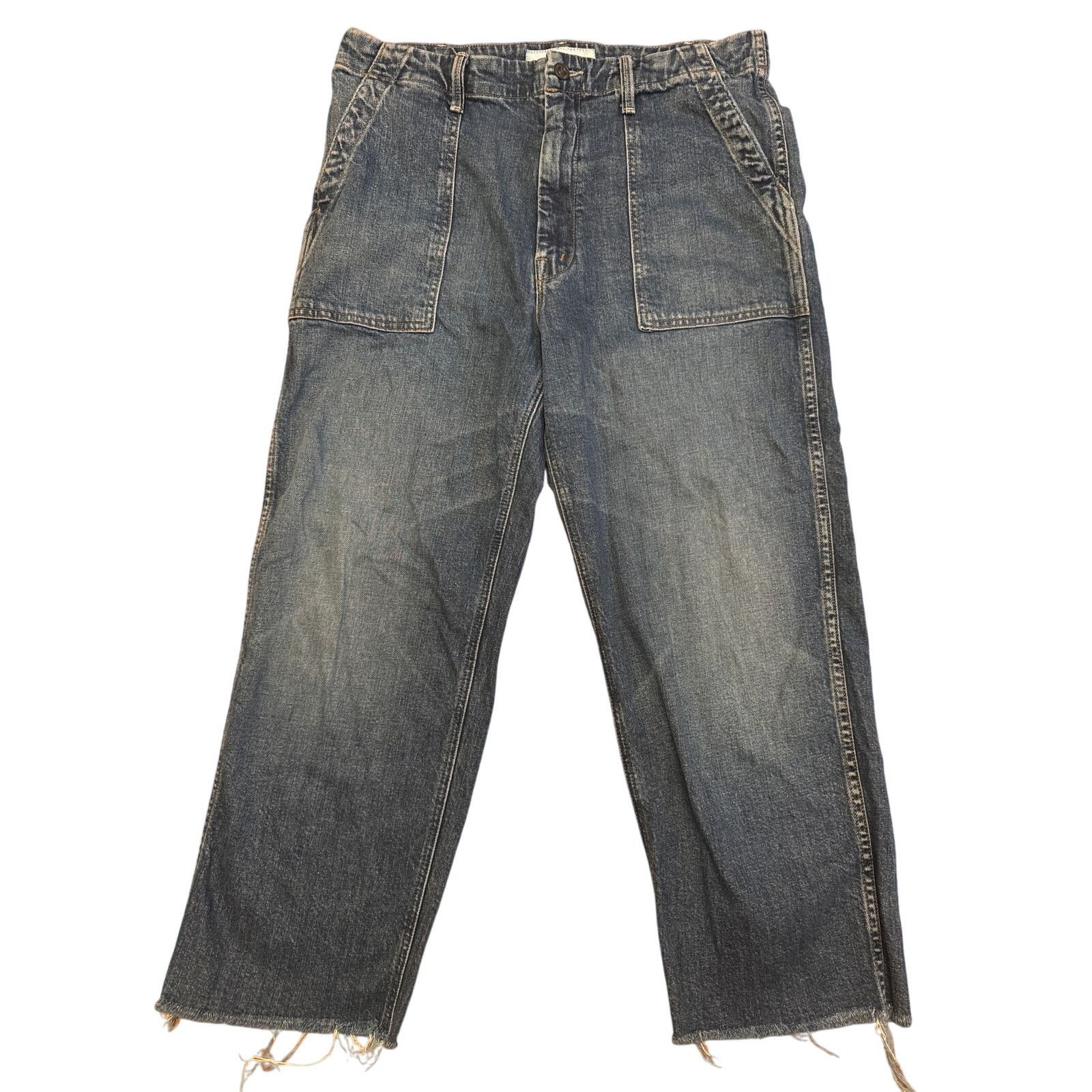 Mother Superior Patch Pocket Zip Private Ankle Fray Jeans 30