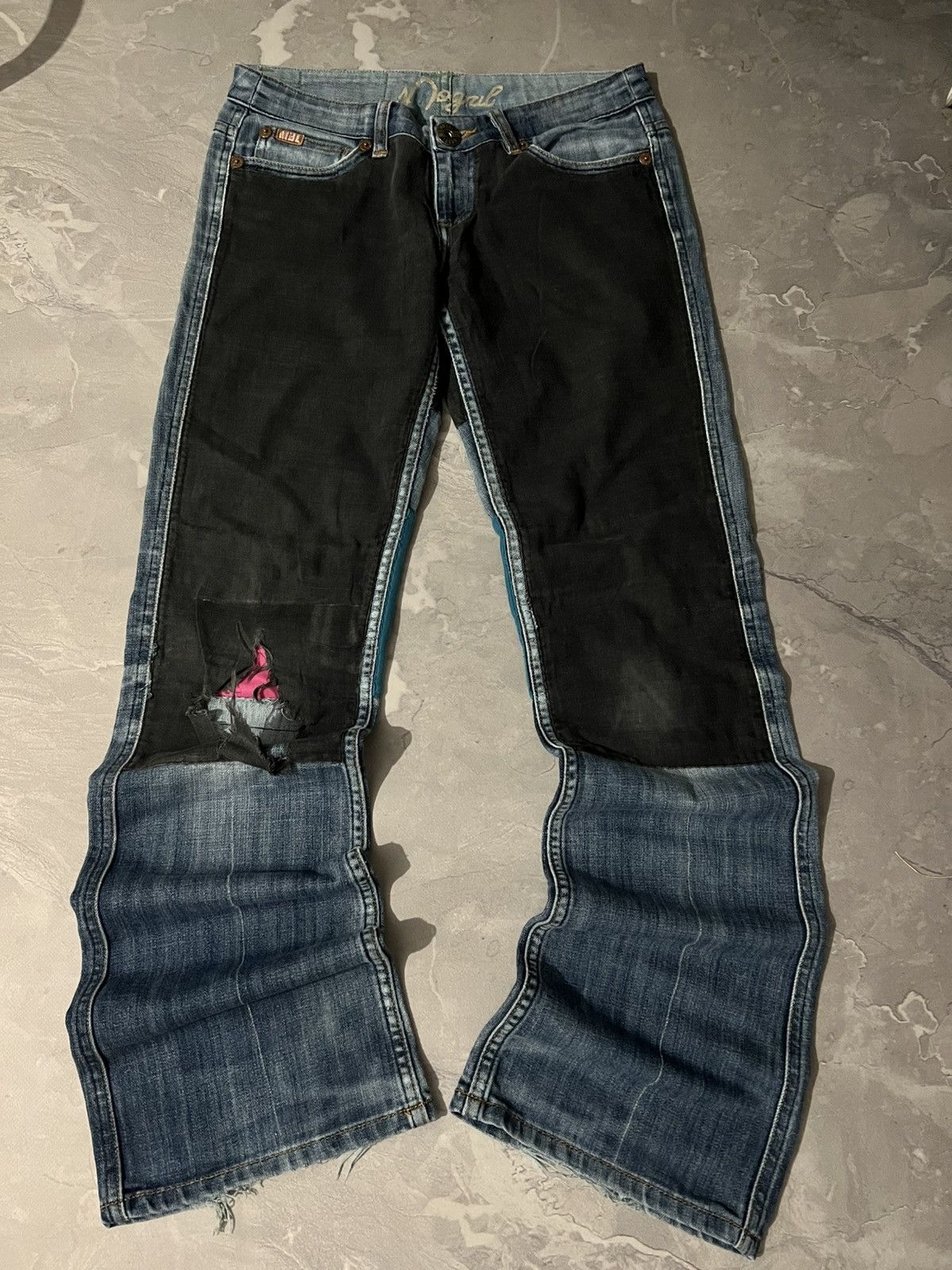 Japanese Brand Archive Patchwork Flared Glamour Fit — Japanese Street Style Size US 32 / EU 48 - 2 Thumbnail