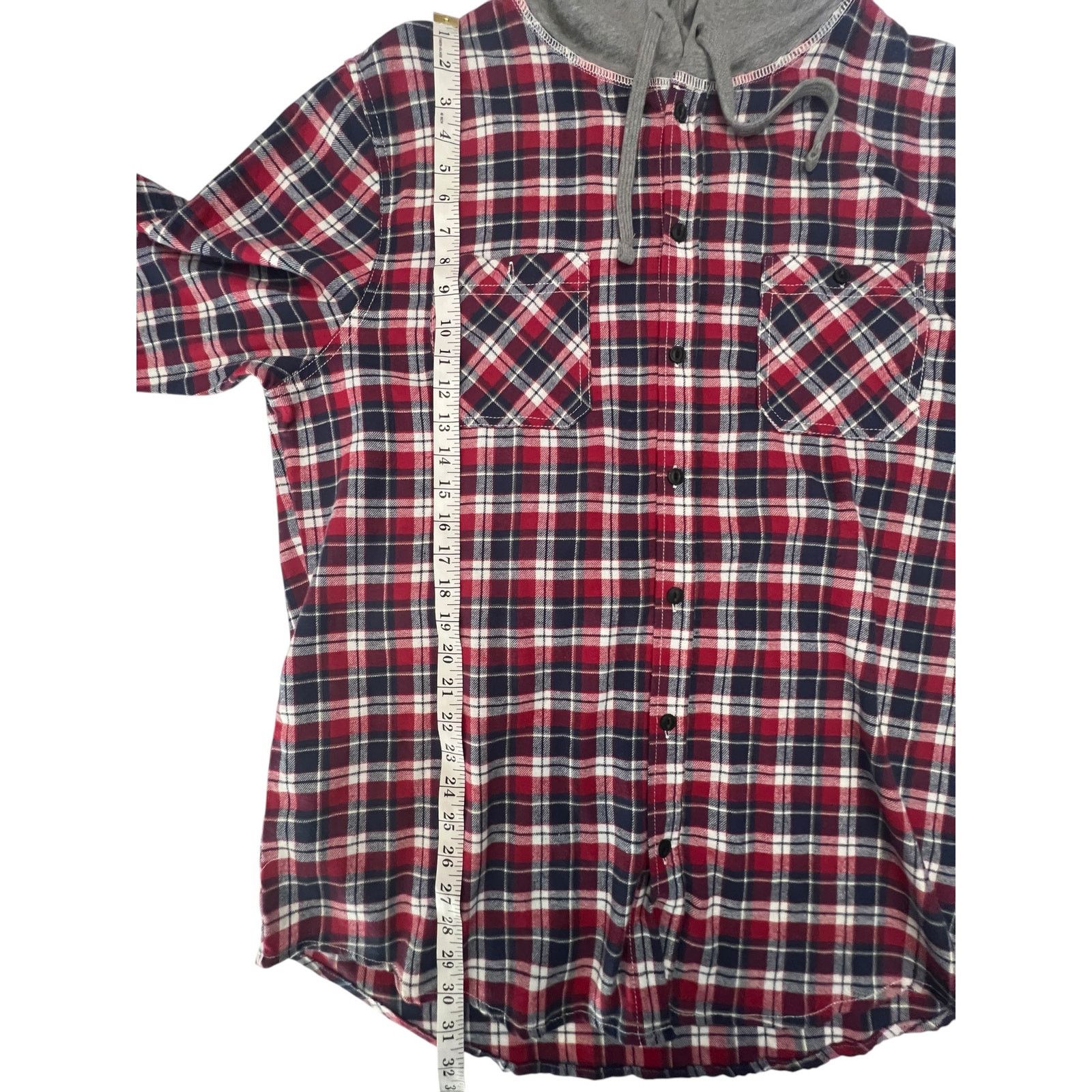 UNIONBAY UNIONBAY Men’s XL Flannel Shirt Hoodie Red Plaid Button Down Size US XL / EU 56 / 4 - 11 Thumbnail