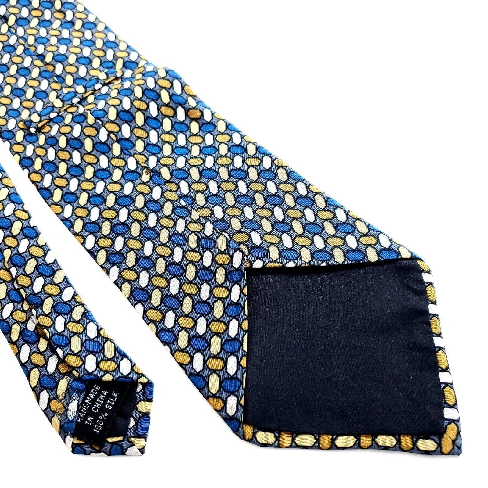 Principe Principe Red Tan White Geometric Print Wide Silk Tie Size ONE SIZE - 5 Thumbnail