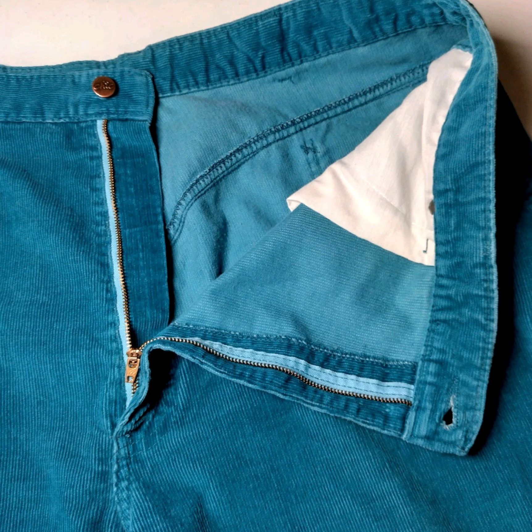 Vintage VINTAGE CHIC by HIS Corduroy Pants Women 40x31 Teal Blue Corduroys Pants Retro Vintage Straight Women 40 31 Size 27" / US 4 / IT 40 - 5 Thumbnail