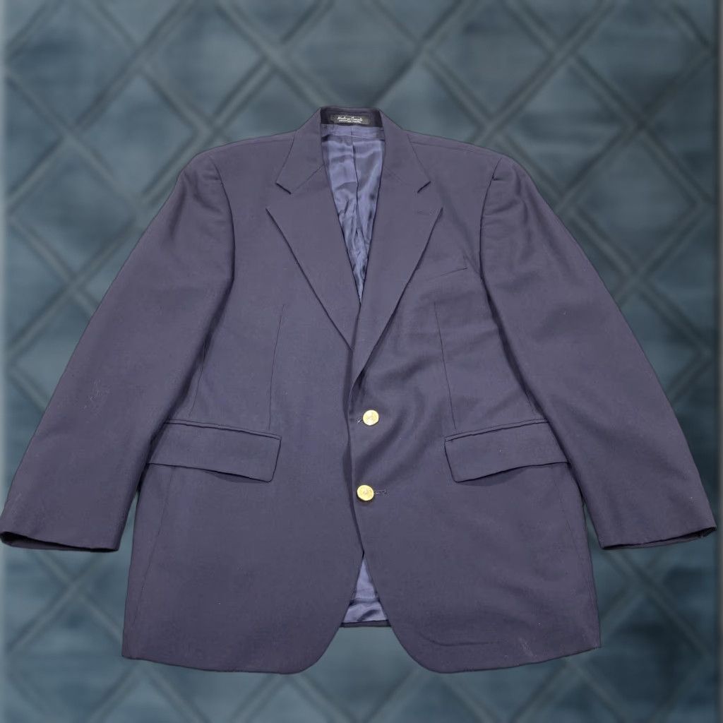 Ralph Lauren Chaps Ralph Lauren Blazer Mens 44R Navy Blue Pure New Wool Sport Coat Gold Size 44R - 1 Thumbnail
