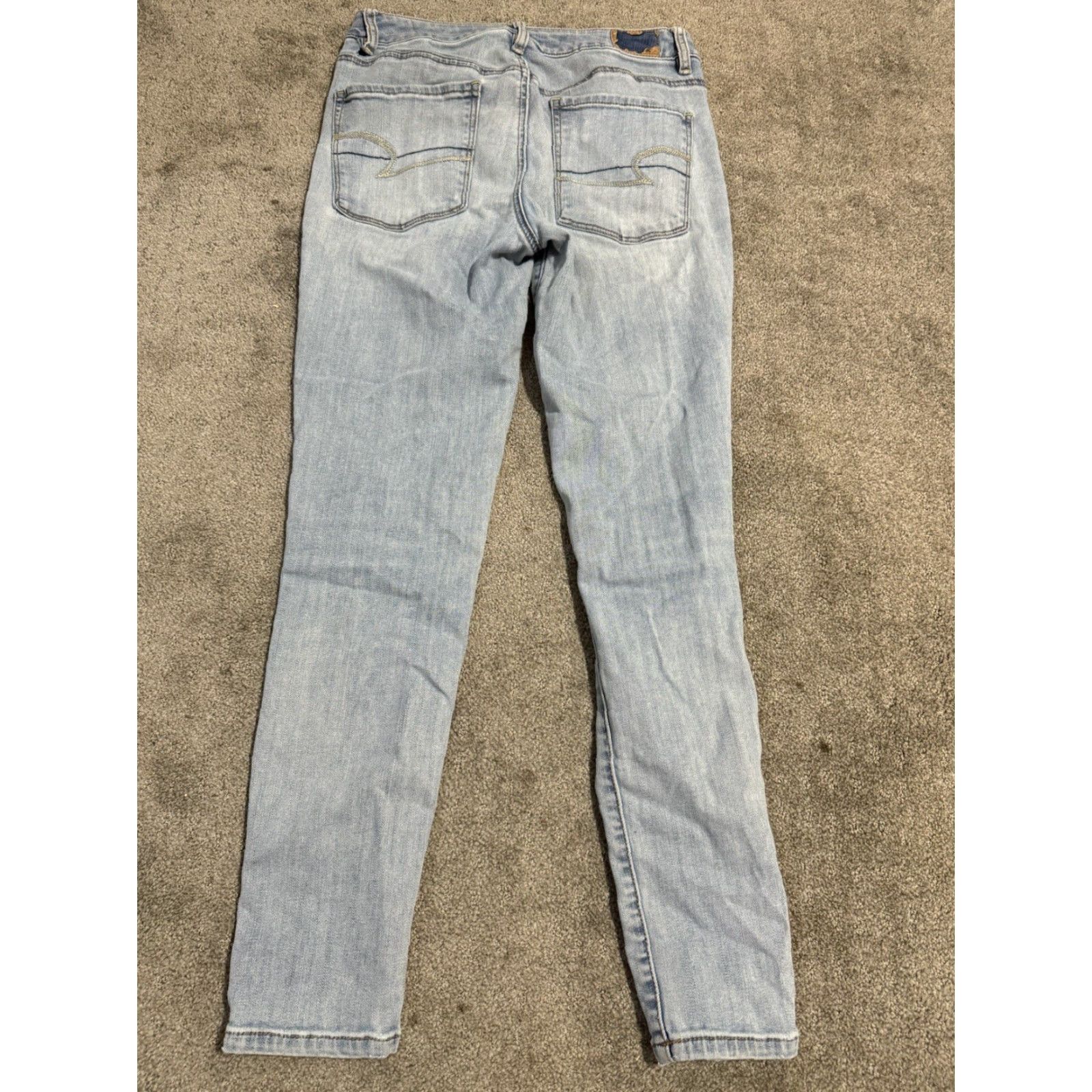American Eagle Outfitters American Eagle Blue Next Level Stretch Hi-Rise Jegging Pants Size 6 Reg Distress Womens Jeans Size 28" / US 6 / IT 42 - 3 Thumbnail