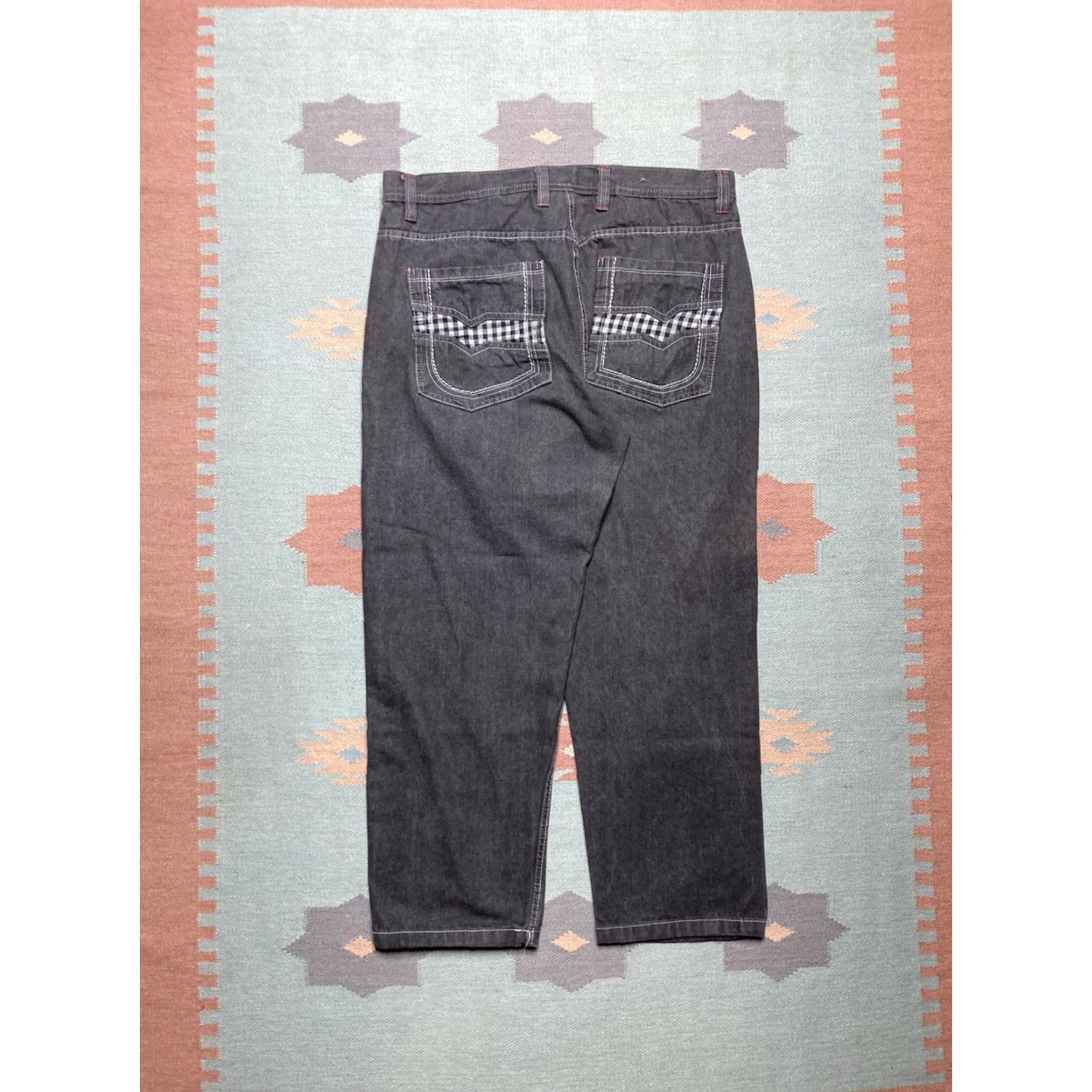 Vintage VINTAGE Evolution In Design Jeans Men Wide-Leg Plaid Black 40x31 Hip Hop Skater Baggy Y2K Size US 40 / EU 56 - 2 Thumbnail