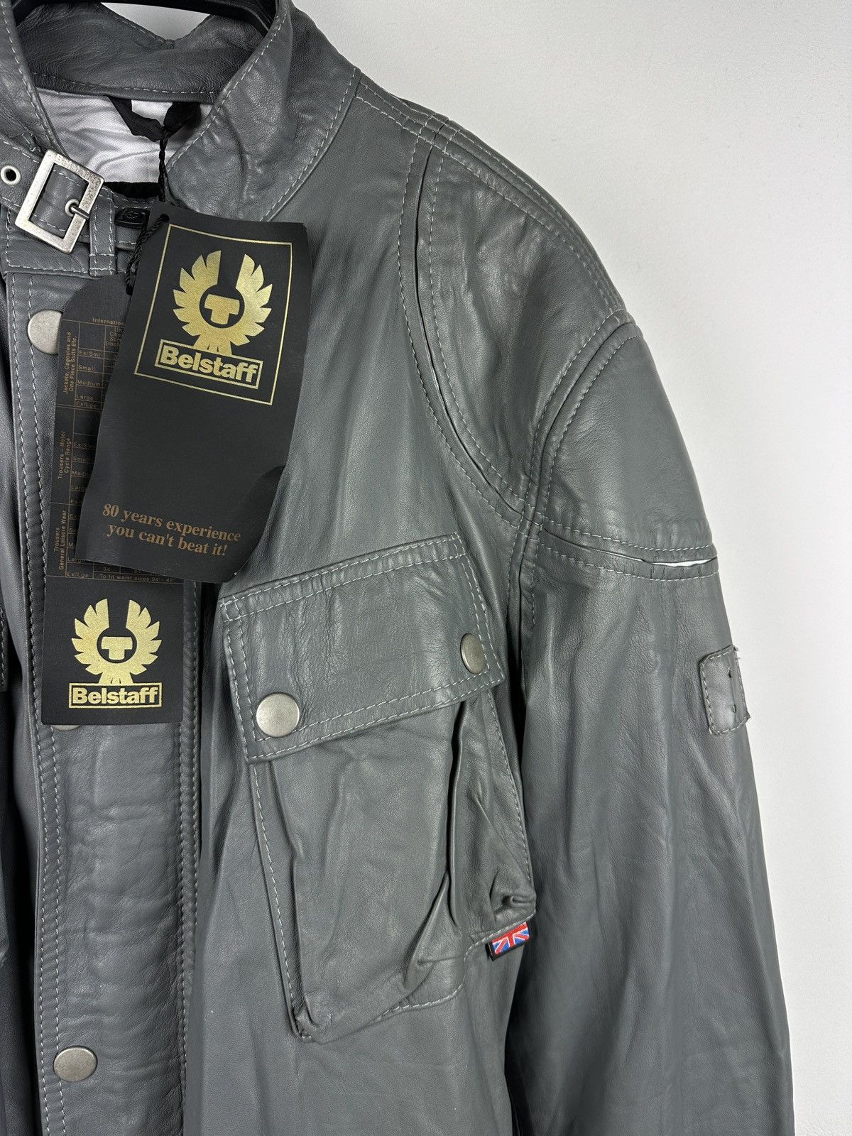 Belstaff NWT Belstaff Centaur Gray Belted Leather Jacket Man Size US L / EU 52-54 / 3 - 3 Thumbnail
