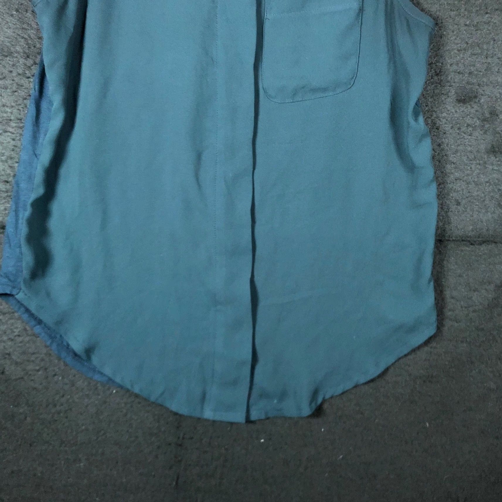 Loft LOFT Womens Blouse Dark Teal Sleeveless Button Down Crew Neck Lightweight XS Size XS / US 0-2 / IT 36-38 - 3 Thumbnail