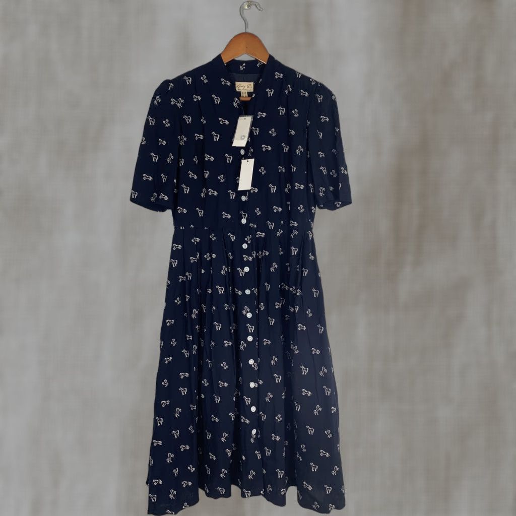 Vintage Lindy Bop Dress Knee Length Womens M Black Horse Short Sleeve Fit & Flare Size 32" / US 10 / IT 46 - 1 Thumbnail