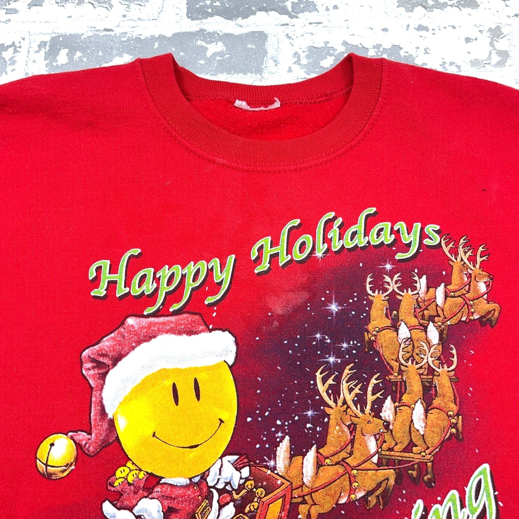 Vintage VINTAGE Christmas Sweater Women L Red Crew Neck Sweatshirt USA 90s Smiley Shirt Womens Holiday 90s USA Christmas Graphic Print Pullover Knit Size L / US 10 / IT 46 - 3 Thumbnail