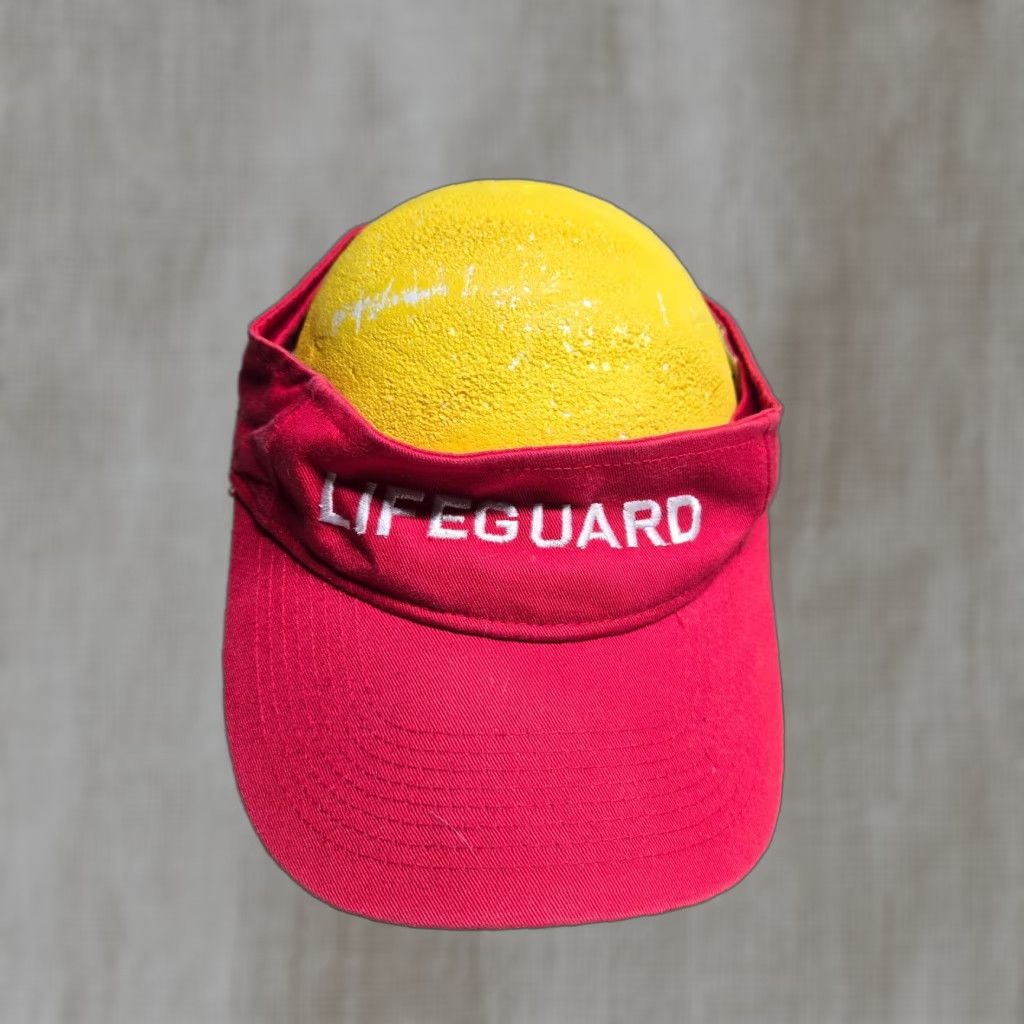 Vintage Lifeguard Hat Visor Cap Adjustable Adult Men Red Beach Summer Canvas Cotton Visor Hat Size ONE SIZE - 1 Thumbnail