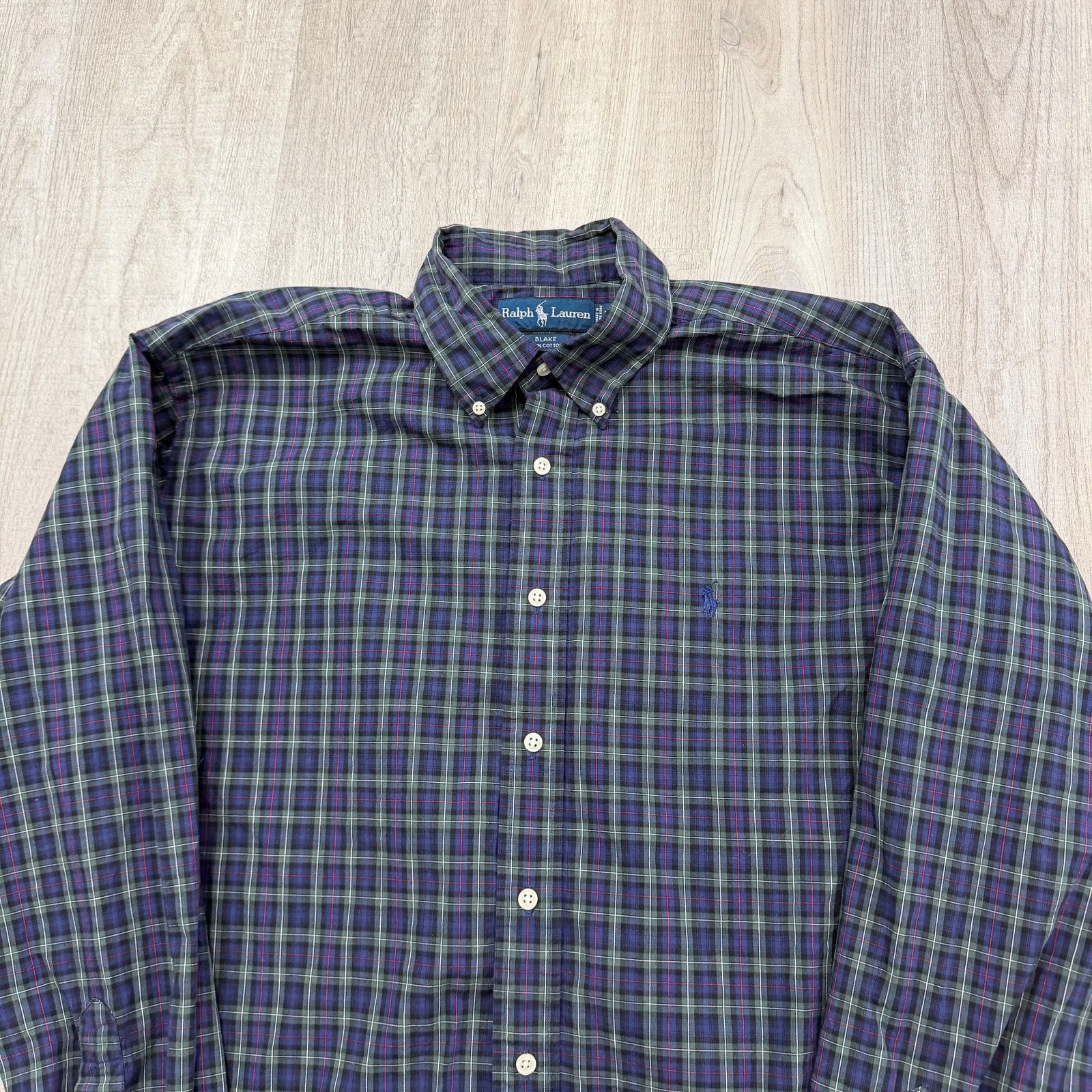 Polo Ralph Lauren Vintage Polo Ralph Lauren Blake Shirt Men's Large Blue Green Size US L / EU 52-54 / 3 - 2 Thumbnail