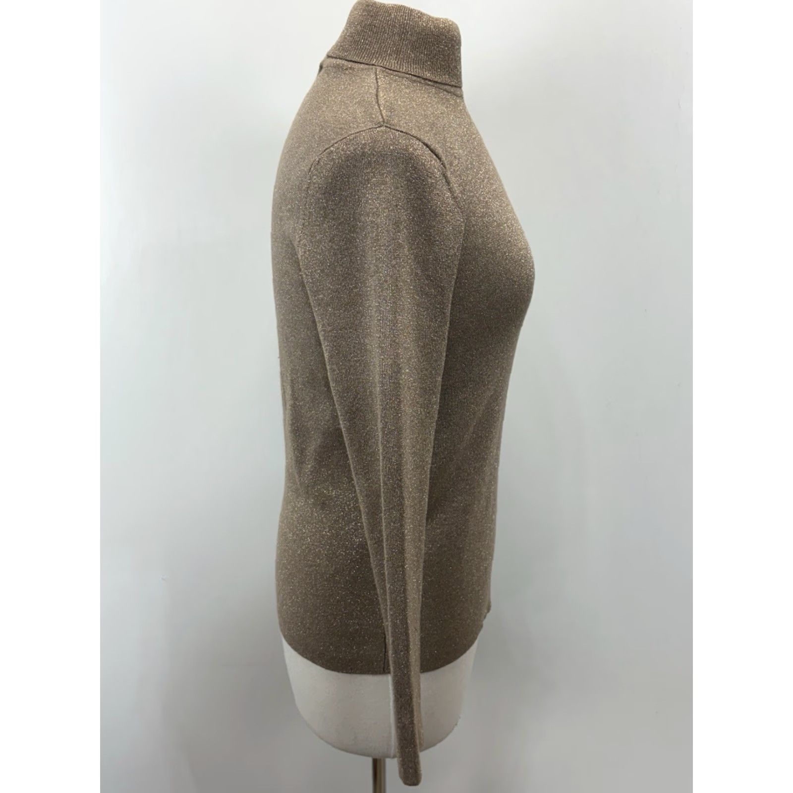 Vintage VINTAGE Chico's Women's Sweater Turtleneck Size Medium US M Gold Metallic Ribbed Knit Pullover 90s Size M / US 6-8 / IT 42-44 - 4 Thumbnail