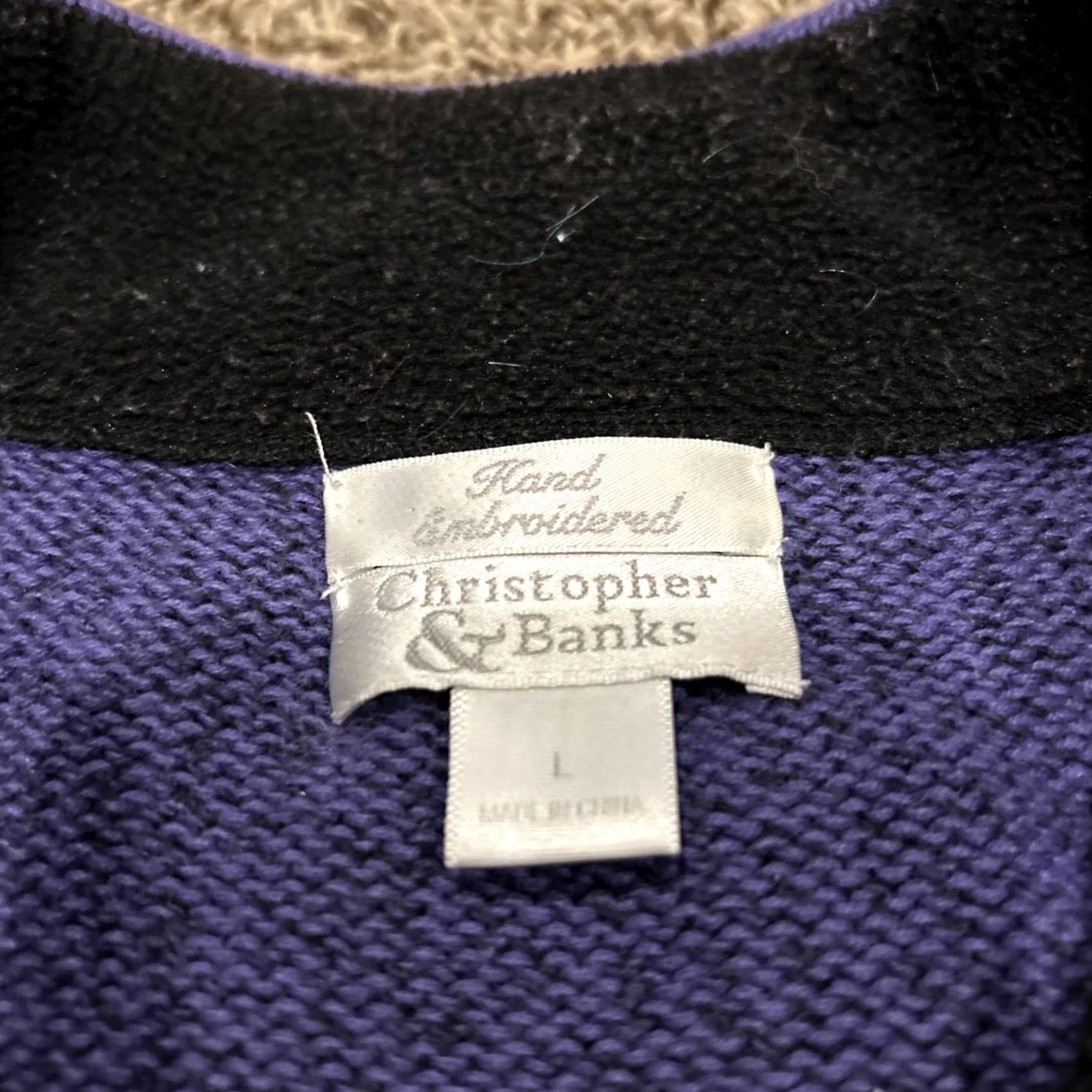 Vintage Christopher & Banks Women Sweater Pullover 1/4 Zip Purple Ramie Blend L Knit Zipper Solid Long Sleeve Collared Vintage: No Size L / US 10 / IT 46 - 2 Thumbnail