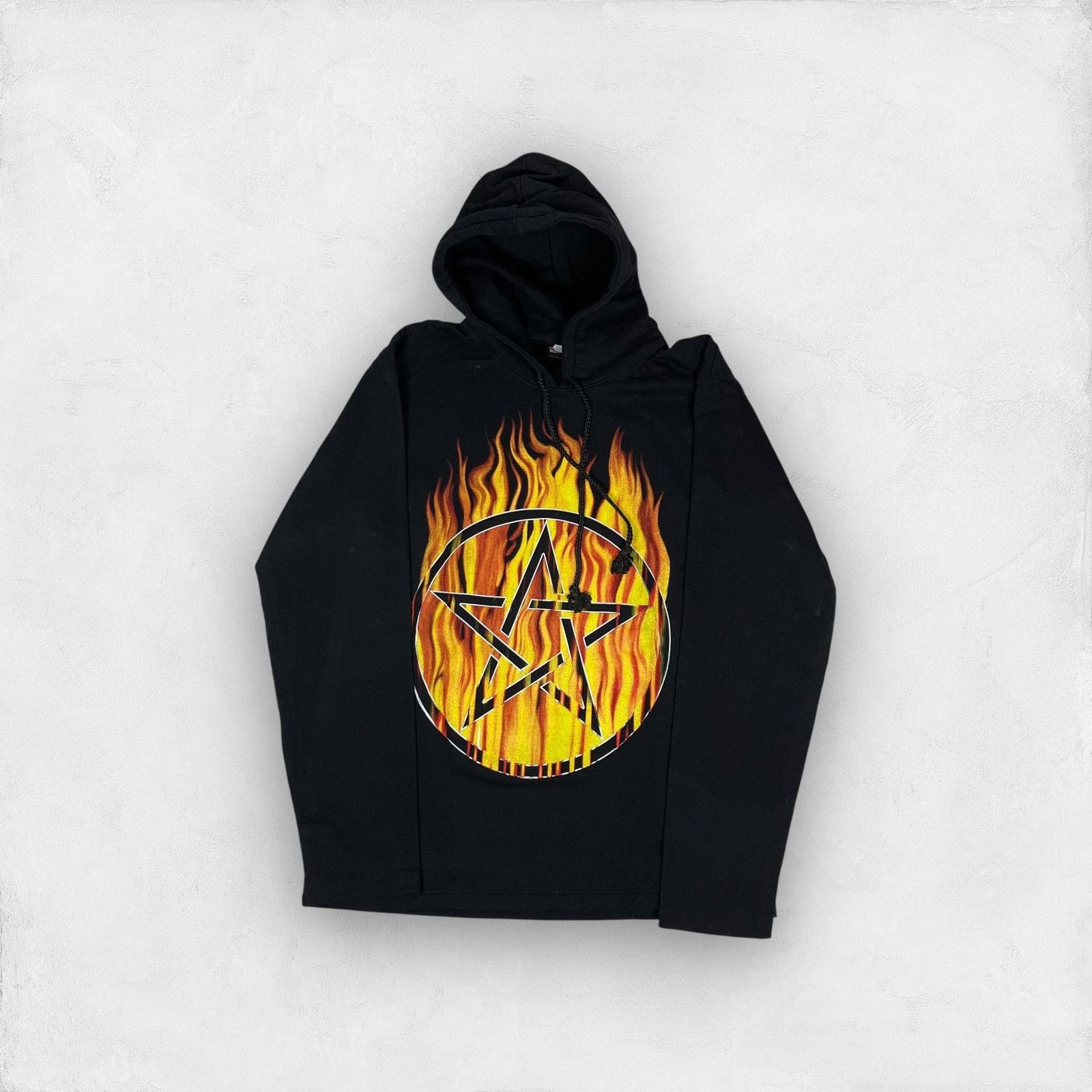 Vintage Thunder Men Black Long Sleeve Yellow Flame Pullover Hoodie L Size US L / EU 52-54 / 3 - 1 Thumbnail