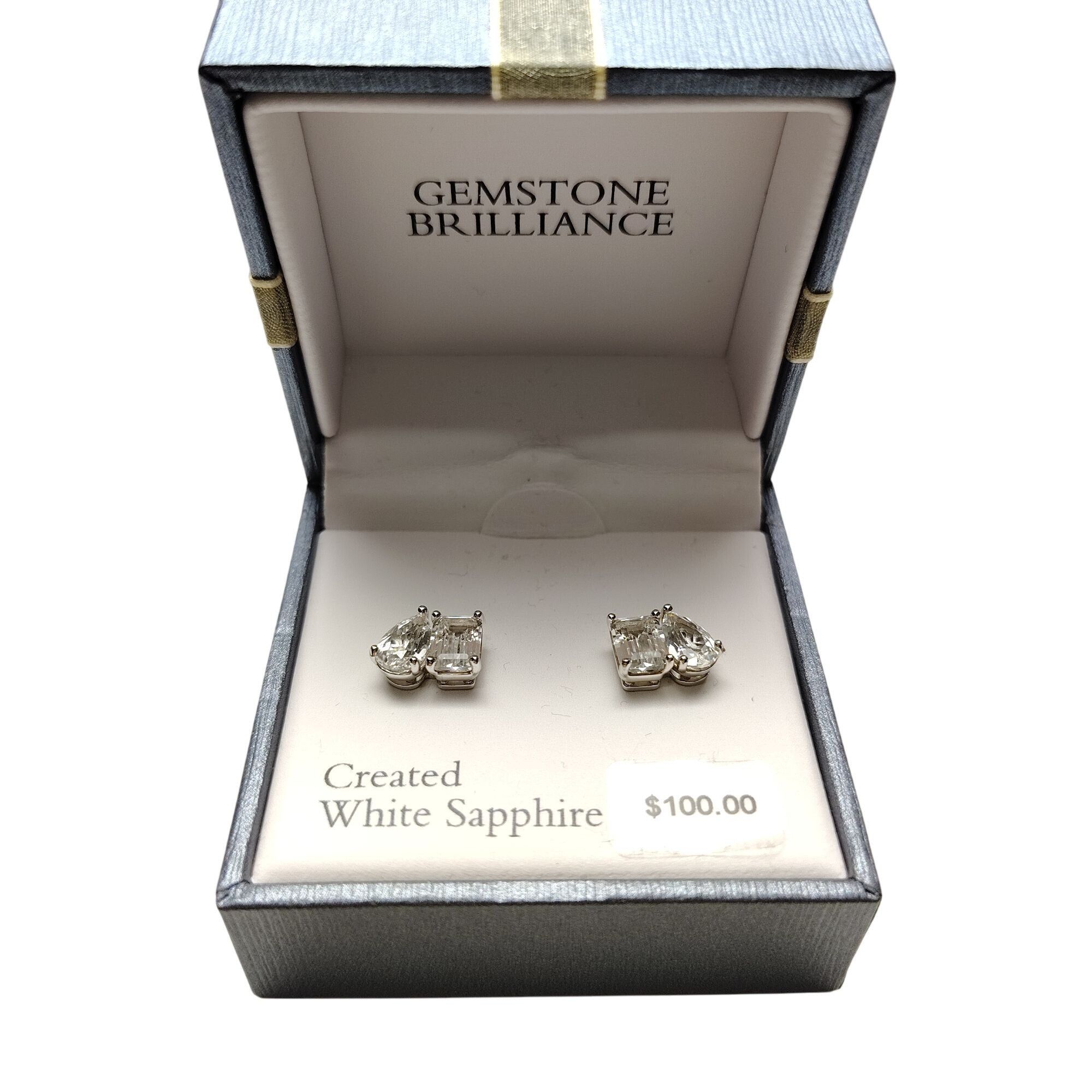 Other Created White Sapphire Stud Earrings In Gift Box By Gemstone Size ONE SIZE - 2 Thumbnail