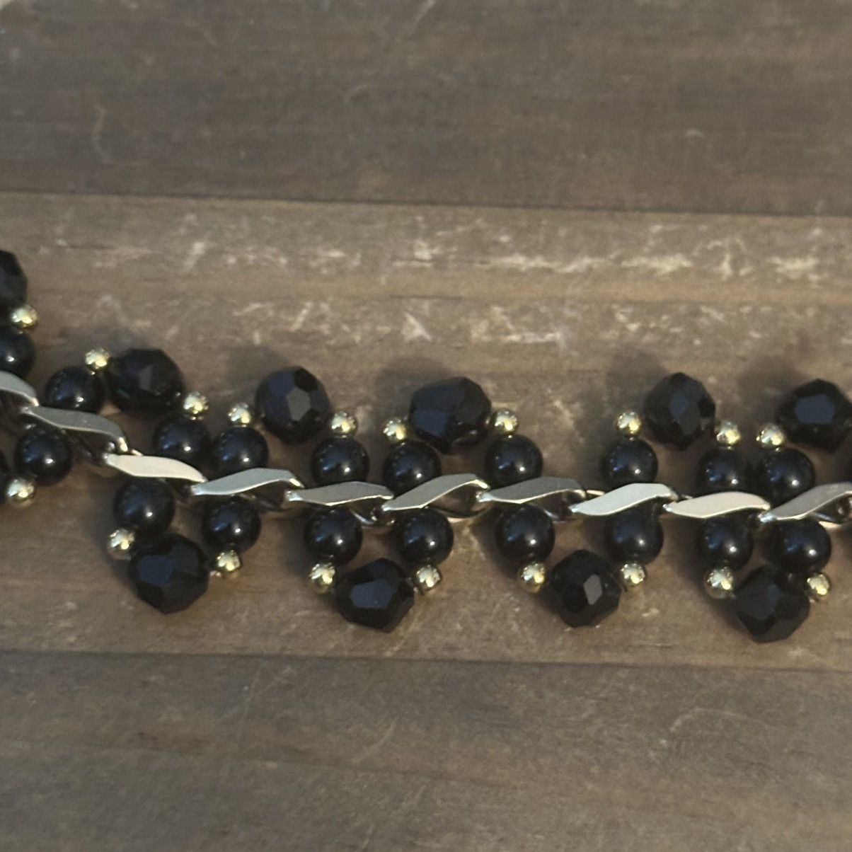 Vintage Vintage black and gold bead wavy collar necklace Size ONE SIZE - 4 Thumbnail