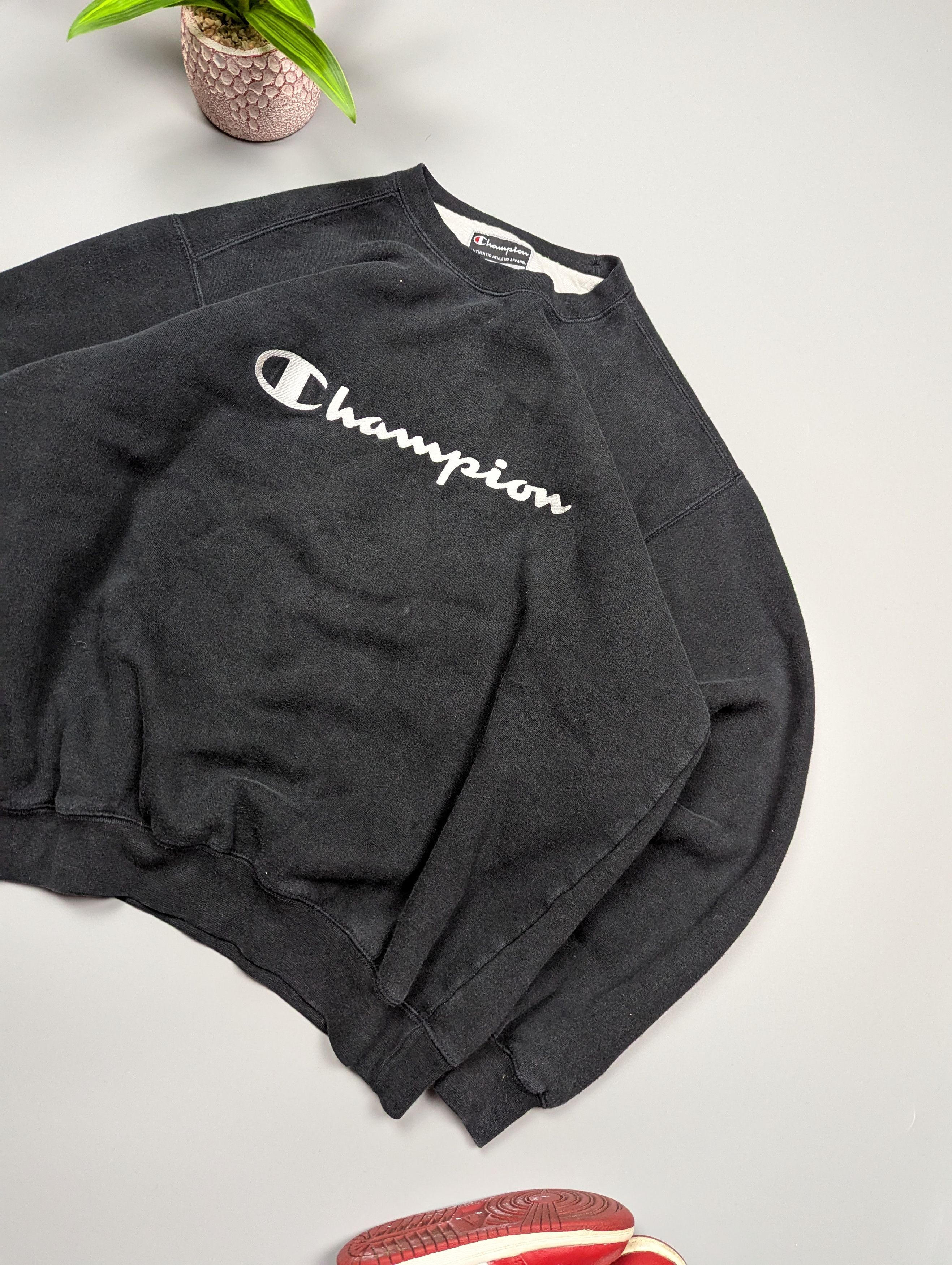Champion CHAMPION Vintage 90s Men's Black Loose Fit Sweatshirt Size US L / EU 52-54 / 3 - 3 Thumbnail