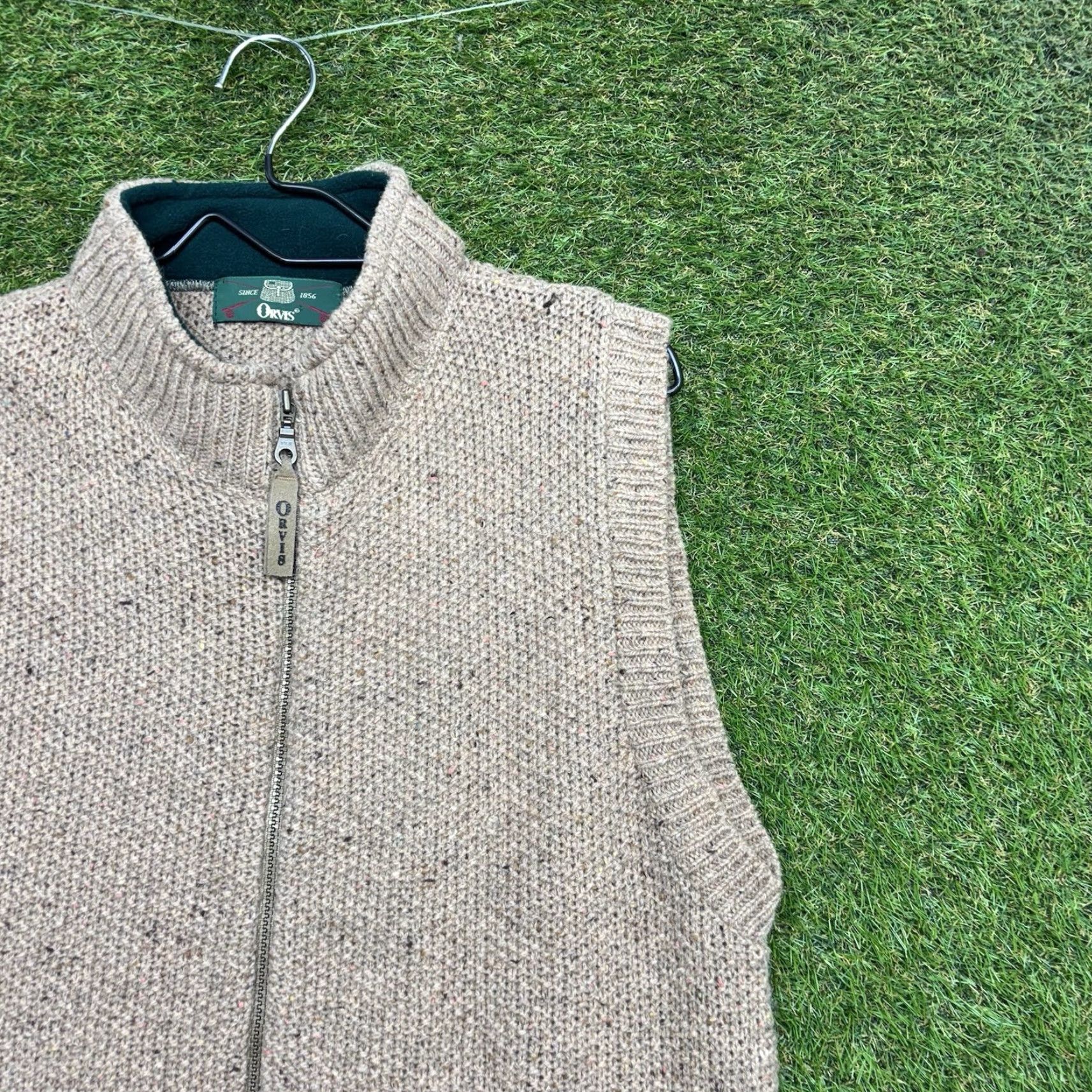 Orvis Orvis Vest Mens Regular Chest 44 Brown Wool Knit Full Zip Stand-Up Collar Jacket Fashion Outdoors Casual Comfort Size US M / EU 48-50 / 2 - 7 Thumbnail