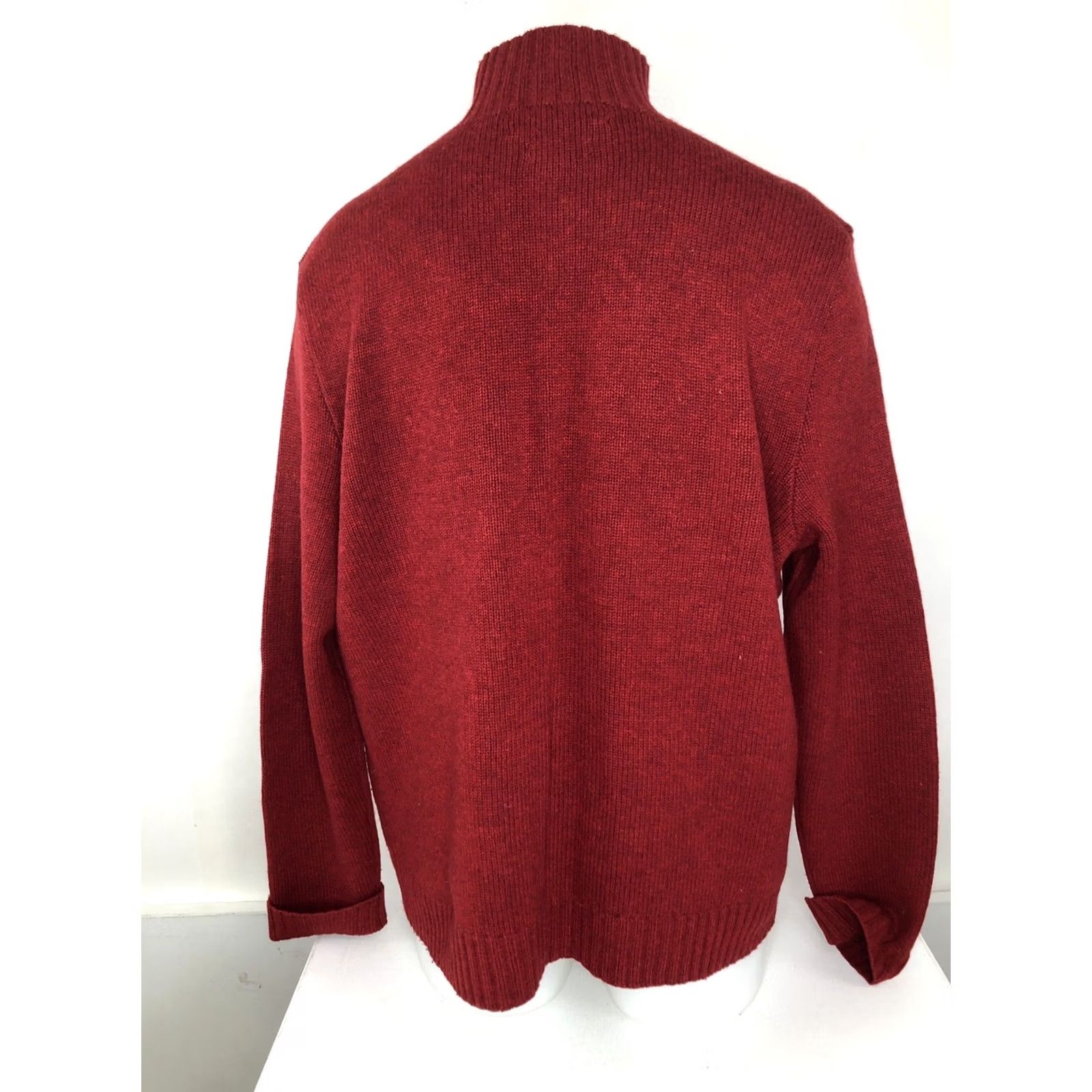 Vintage Polo Ralph Lauren Sweatshirt / Sweater Zip Neck 100% Wool Mens XL Dark Red Pullover Size US XL / EU 56 / 4 - 4 Thumbnail