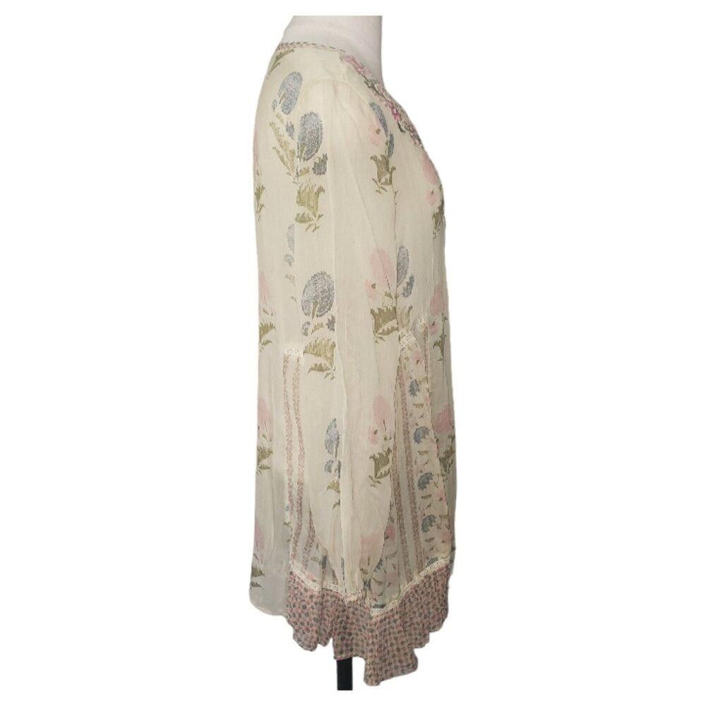 Designer CT1531 Soft Surroundings Sheer Floral Beaded Top S Size S / US 4 / IT 40 - 4 Thumbnail