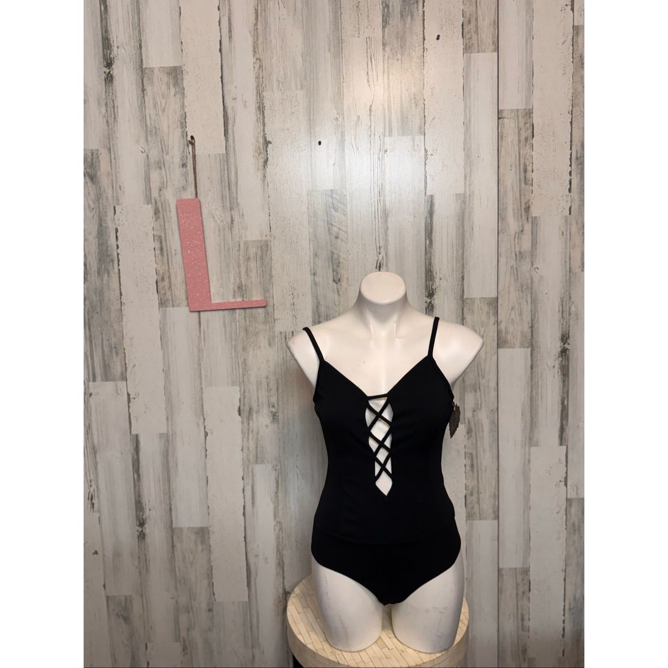 Other KRUSH Black Lace-Up Front Bodysuit Women’s Medium Spaghetti Size L / US 10 / IT 46 - 1 Thumbnail