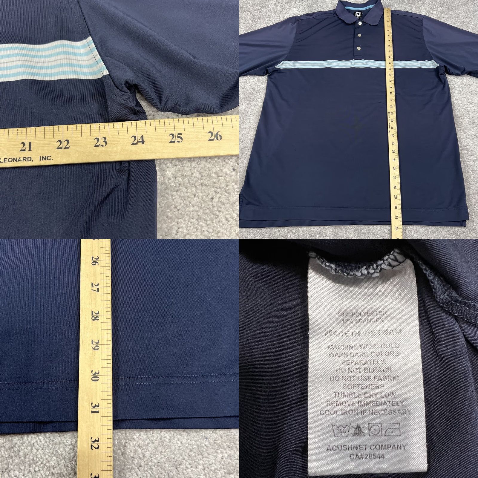 Footjoy FootJoy Polo Shirt Mens XL FJ Short Sleeve Blue White Striped Golf Stretch Size US XL / EU 56 / 4 - 8 Thumbnail