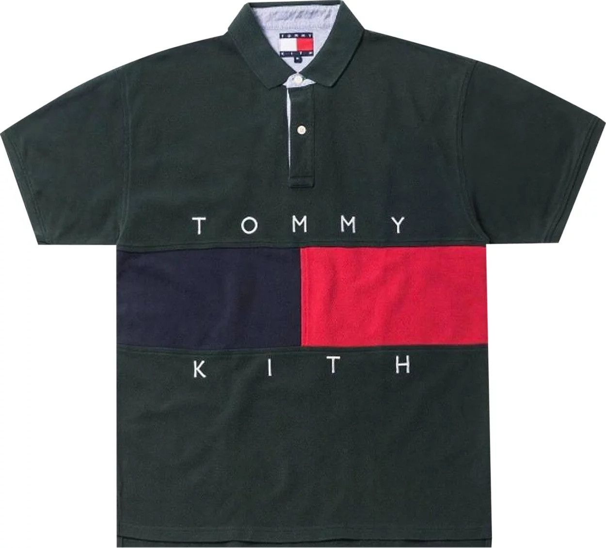 image of Kith x Tommy Hilfiger Flag S/s Polo Forest in Green, Men's (Size Large)