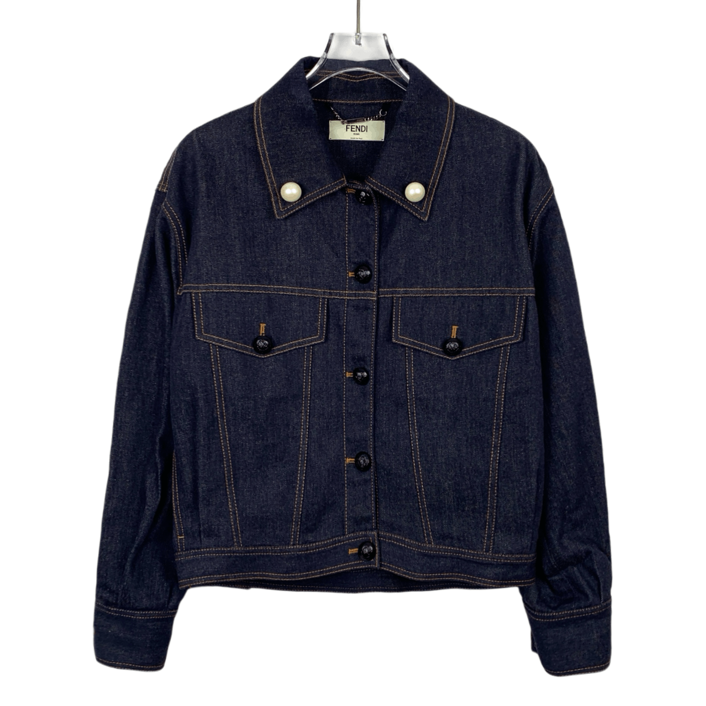 Fendi Fendi Pearl Embroidered Denim Coat Size S / US 4 / IT 40 - 3 Thumbnail