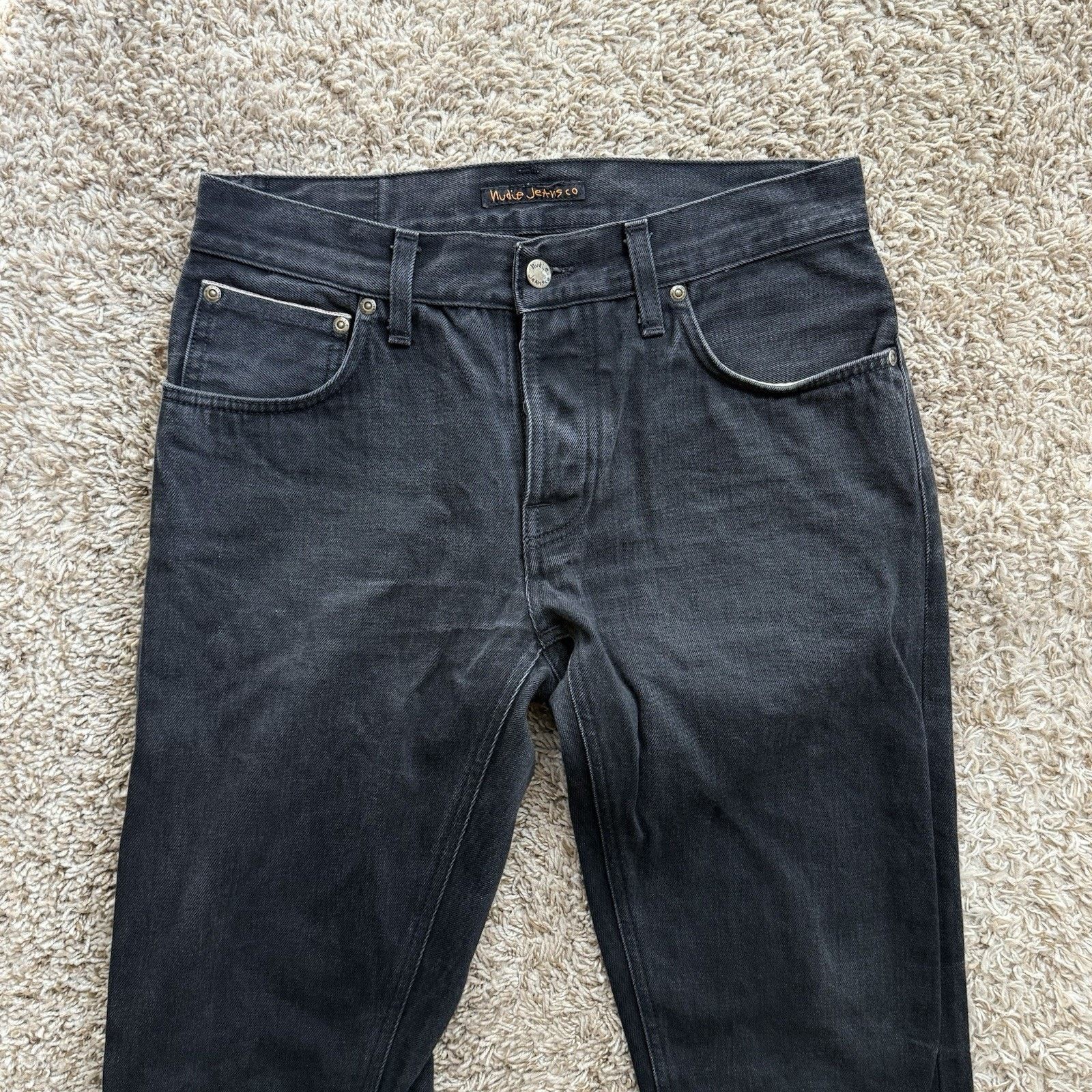 Nudie Jeans Nudie Jeans Grim Tim Dry Black Selvedge Denim Jeans 30x30 Size US 30 / EU 46 - 9 Thumbnail