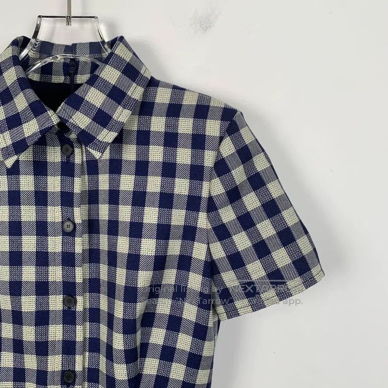 Dior Dior Color-matched plaid wool lapel short-sleeved dress Size XXS / US 00 / IT 34 - 3 Thumbnail