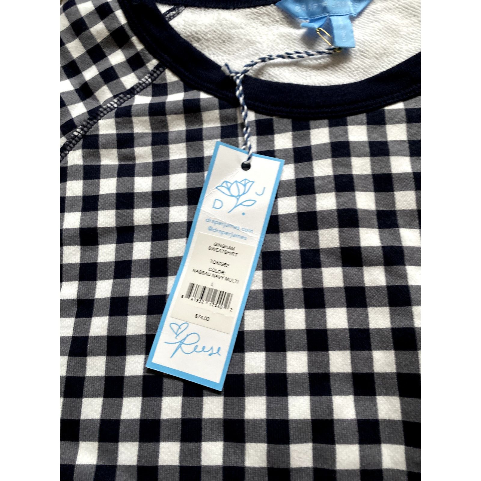 Other Draper James Natalie Gingham Cotton Crewneck Sweater Large Size L / US 10 / IT 46 - 6 Thumbnail