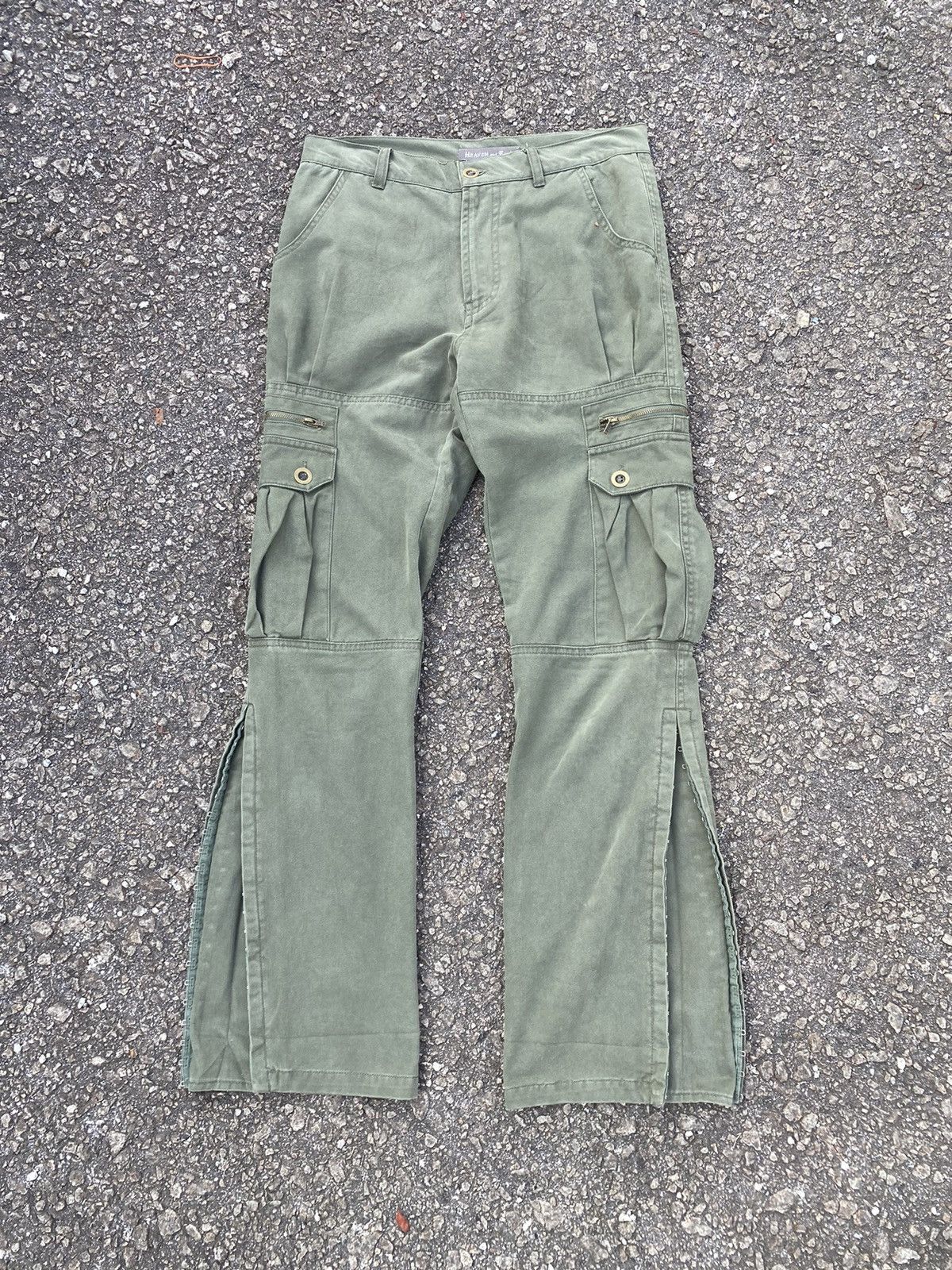 Hysteric Glamour Flare Cargo Pants Green Army Heaven and Earth Punk Bootcut Size US 29 - 3 Thumbnail