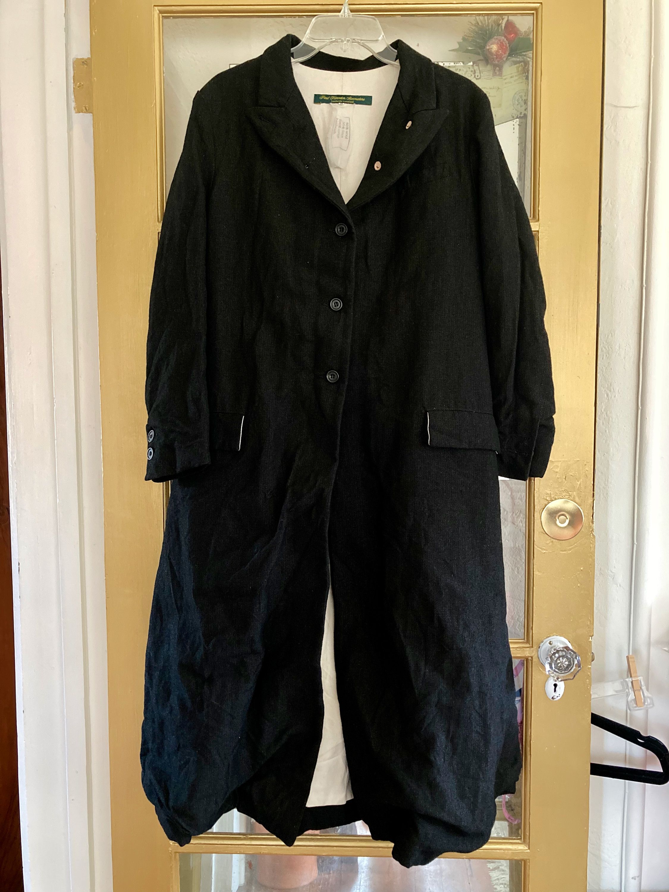 Paul Harnden Shoemakers Herringbone Tweed Long Bustle Coat Size M / US 6-8 / IT 42-44 - 1 Thumbnail