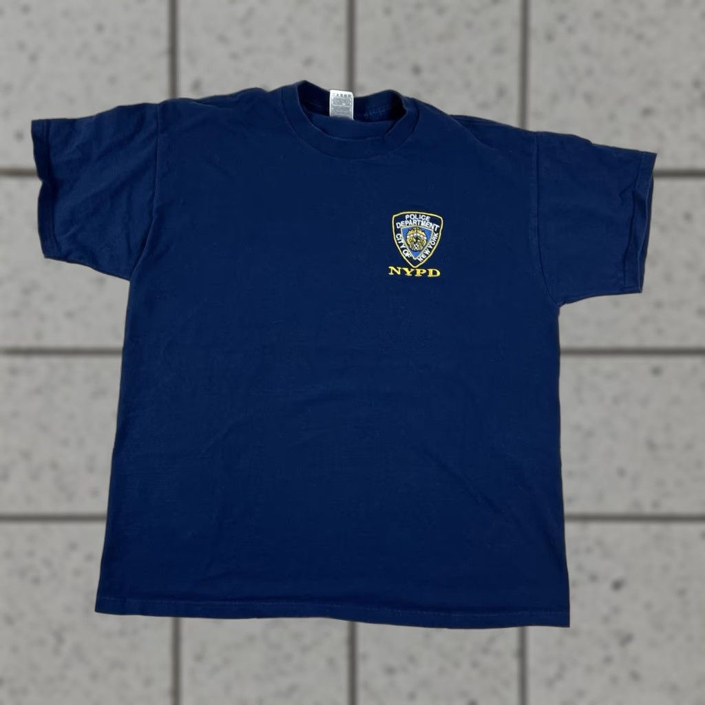 Fruit Of The Loom VINTAGE NYPD New York Police Embroidered Blue T Shirt XL Men Regular Size 90s Fruit of the Loom Mens Size US XL / EU 56 / 4 - 1 Thumbnail