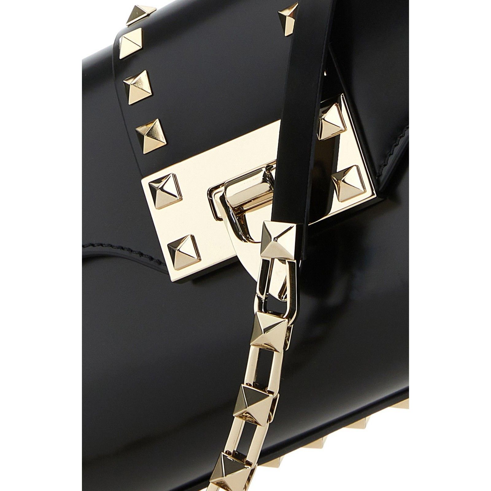 Valentino VALENTINO GARAVANI Rockstud Spike Black Smooth Leather Shoul Size ONE SIZE - 4 Thumbnail