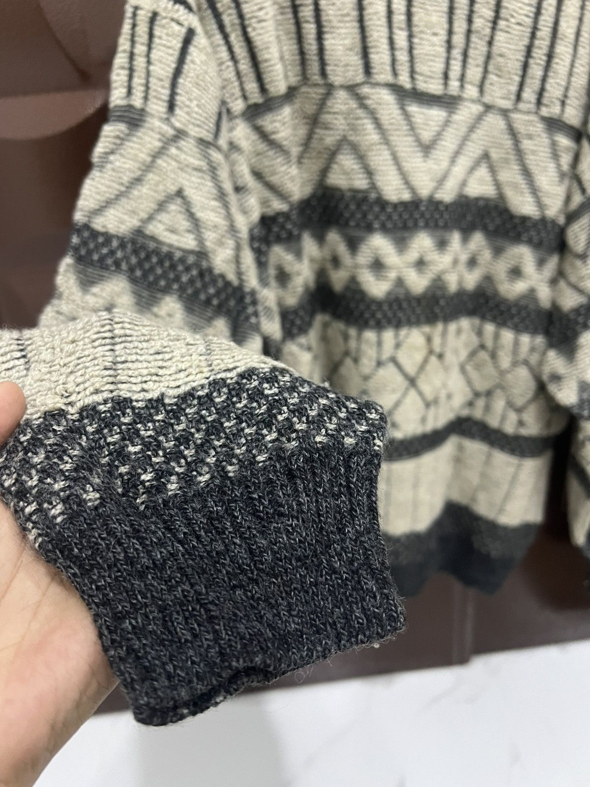 Japanese Brand BEL BELLO FARSH Vintage 80s Geometric Cozy Jumper Knitwear Size US L / EU 52-54 / 3 - 7 Thumbnail
