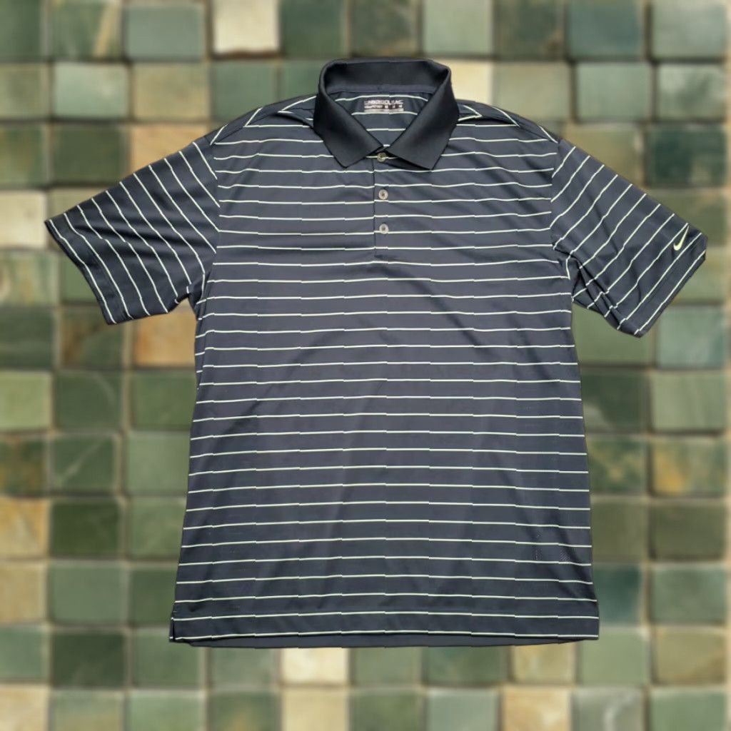 Nike NikeGolf Shirt Men M Green Striped FitDry Polo Short Sleeve Casual Golf Size US M / EU 48-50 / 2 - 1 Thumbnail