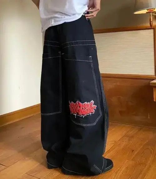 Other Harajuku Embroidery Baggy Jeans Size US 30 / EU 46 - 2 Thumbnail