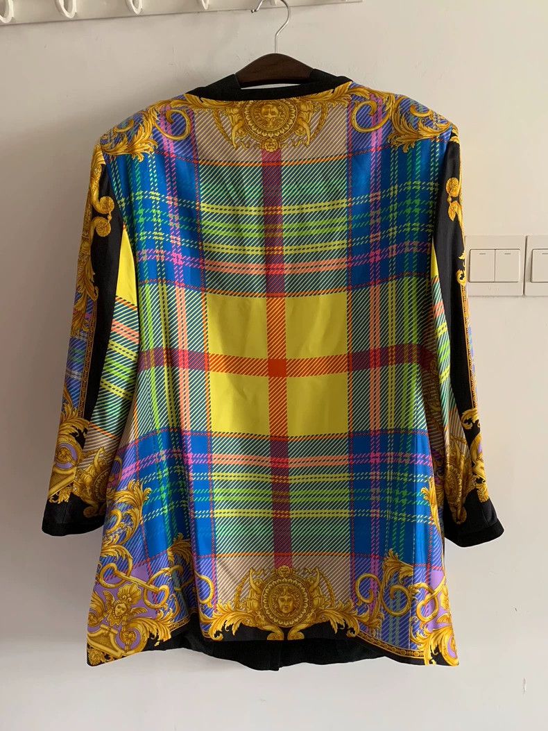 Versace Versace Court plaid silk coat Size L / US 10 / IT 46 - 6 Thumbnail