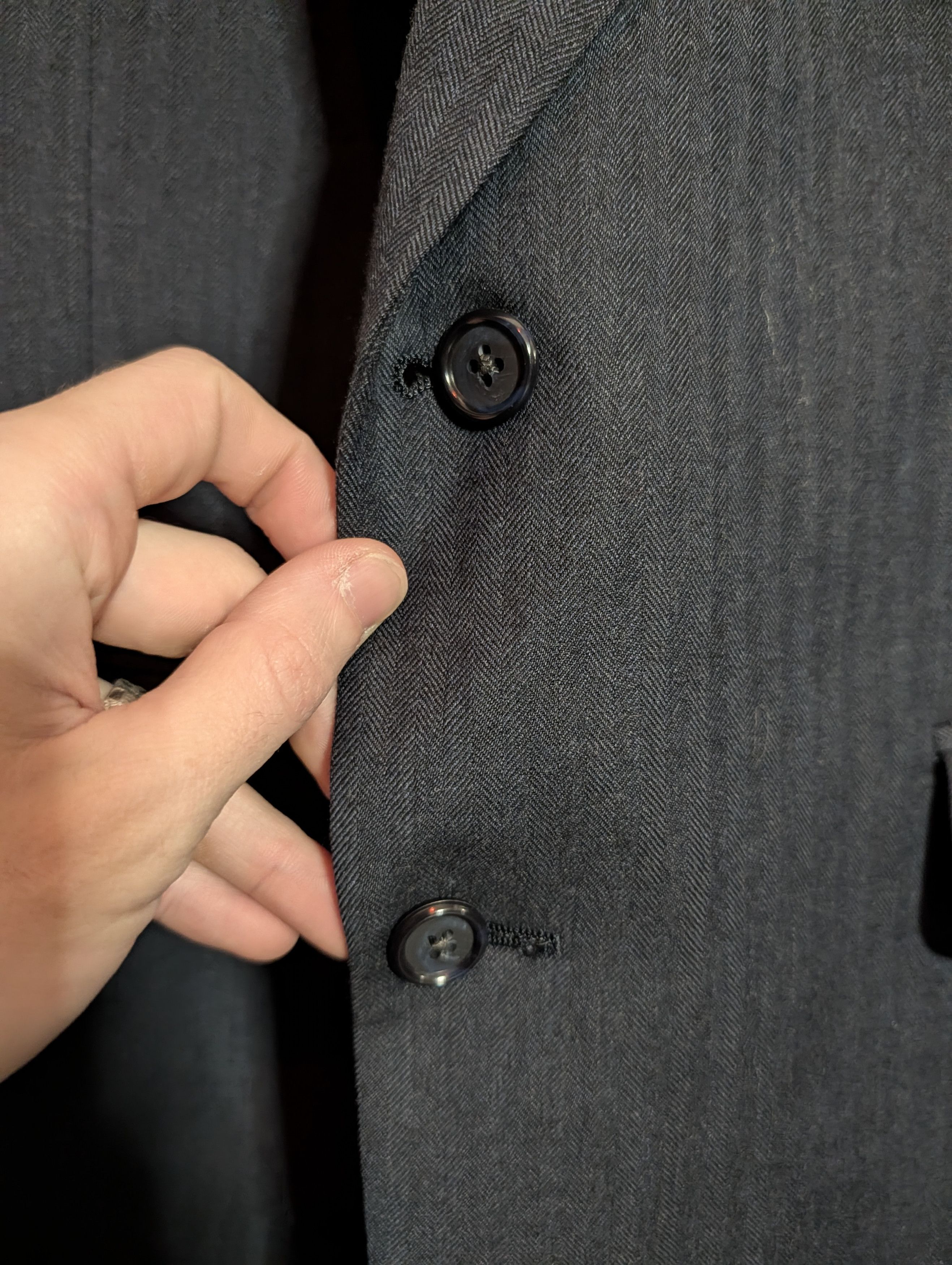Burberry Charcoal herringbone striped pure wool tailored jacket MiUSA Size 46L - 3 Thumbnail