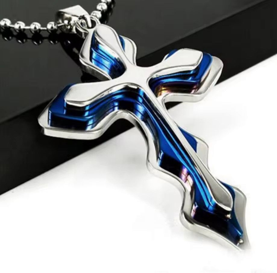 Jewelry Multi-layered Cross Blue Necklace Size ONE SIZE - 5 Thumbnail
