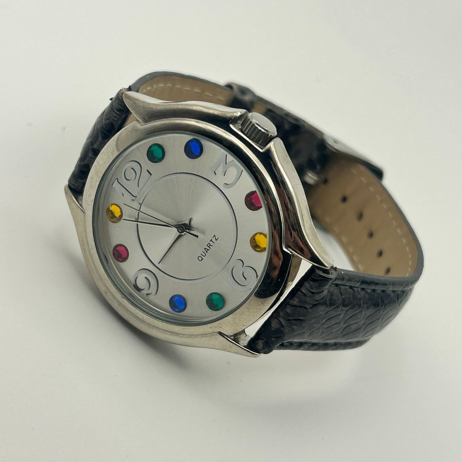 Other Accutime Multicolor Dial Watch Silver Tone Leather Band Size ONE SIZE - 4 Thumbnail