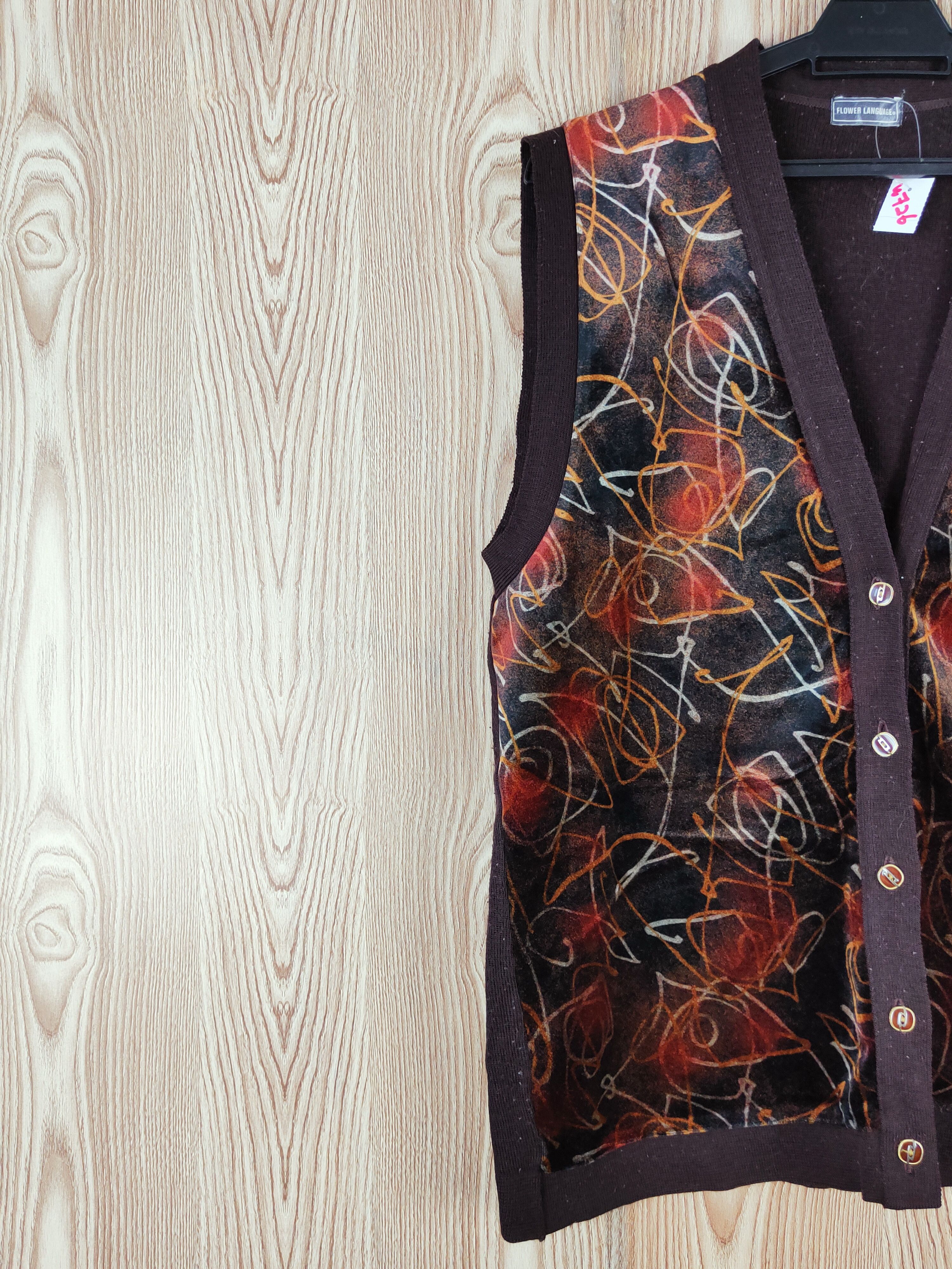 Homespun Knitwear × Japanese Brand × Vintage Flower Language Dark Brown Knitwear Button Up Vests #W726 Size M / US 6-8 / IT 42-44 - 3 Thumbnail