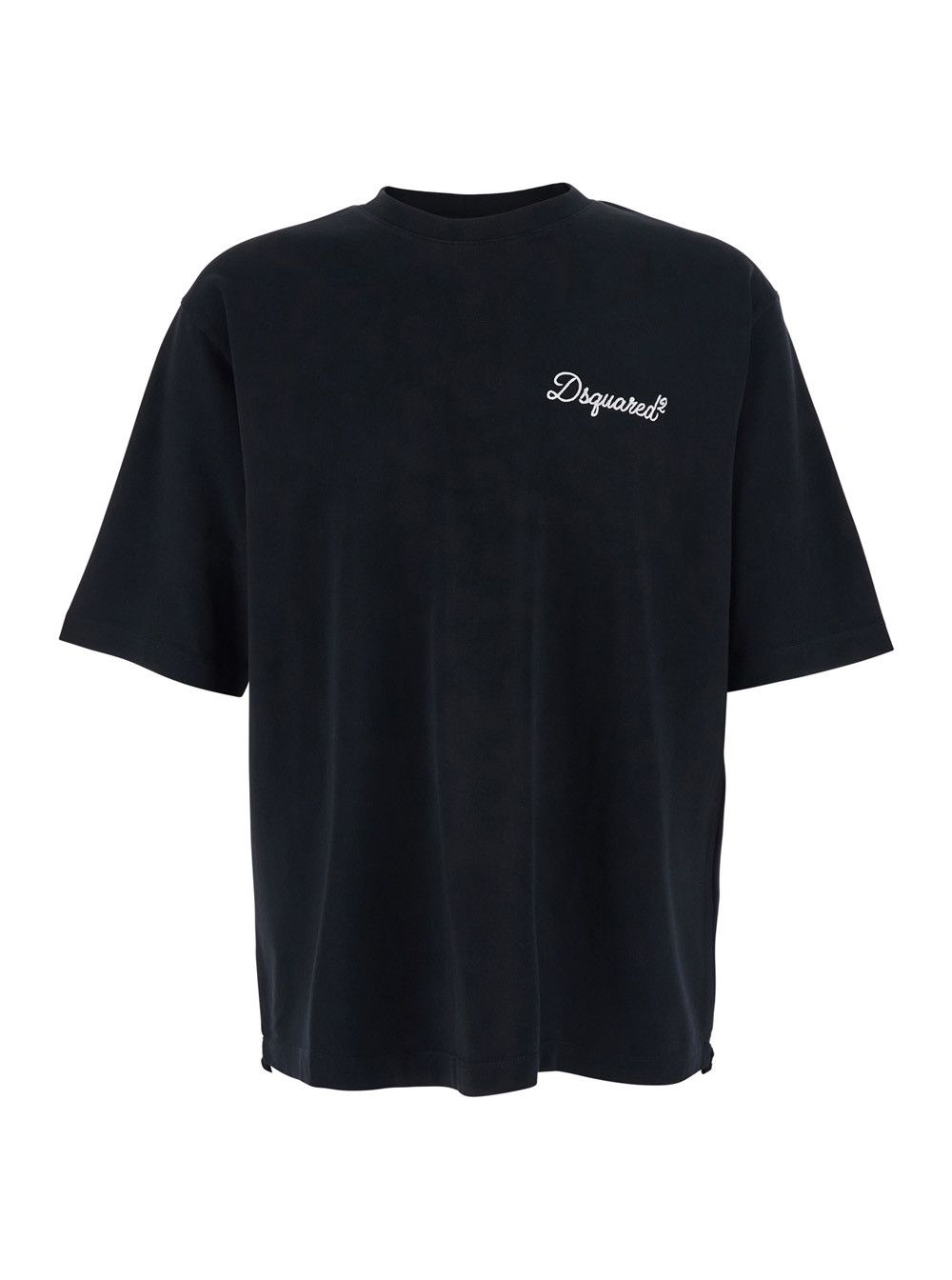 Dsquared2 Black 'DSQUARED2' T-shirt with Embroidered Logo on Chest for Men Size US S / EU 44-46 / 1 - 1 Thumbnail
