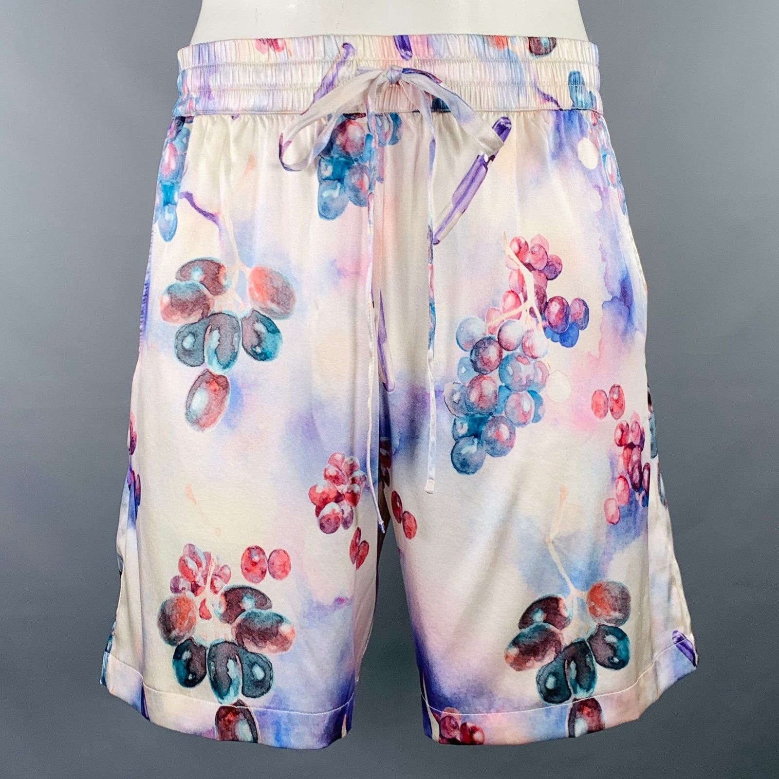 Grape Swishers Purple Cream Watercolor Silk Shorts