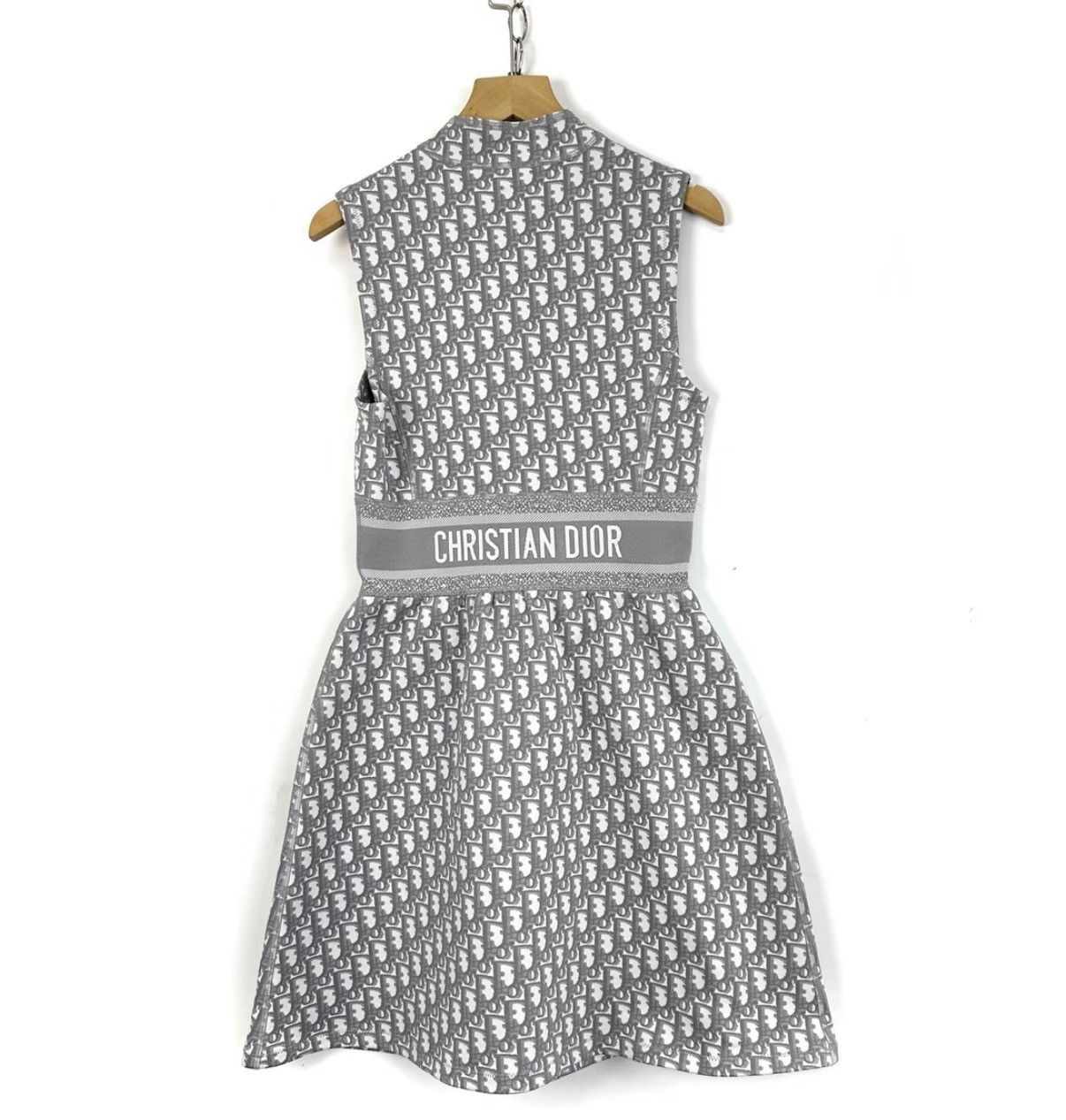 Dior Dior Gray Oblique Logo High Neck Sleeveless Waist Dress K12 Size XXS / US 00 / IT 34 - 1 Thumbnail