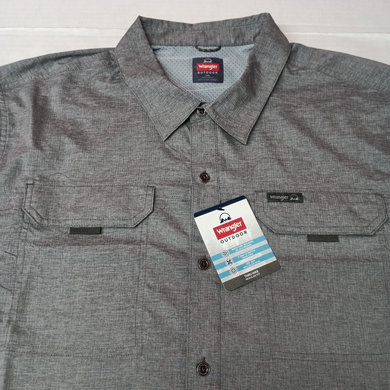 Wrangler Wrangler Men's 2XL Gray Thru Hike Shirt Vented Roll Tab UPF Size US XXL / EU 58 / 5 - 3 Thumbnail