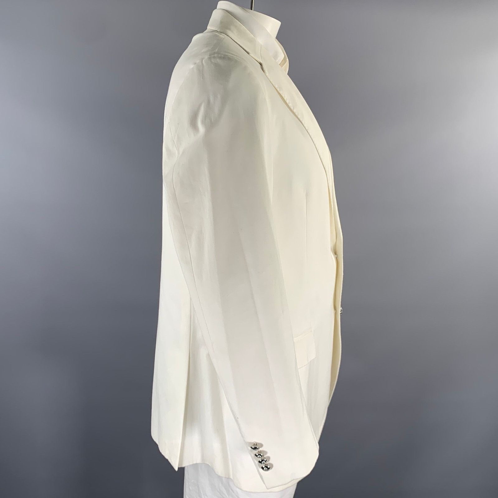 Ralph Lauren RALPH LAUREN Size 46 White Cotton Notch Lapel Sport Coat Size 46L - 3 Thumbnail
